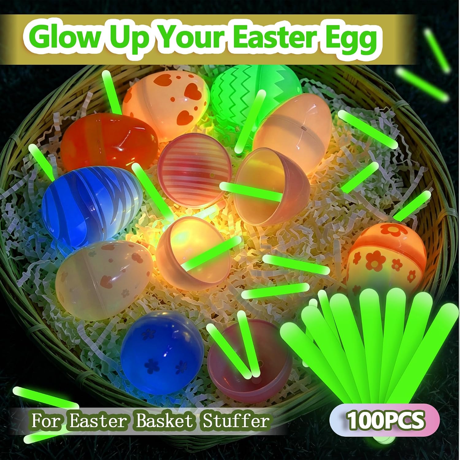 100 Pack Mini Glow Sticks Bulk, Green Glow Sticks Glow in the Dark Party Favors, Small Glow Sticks for Easter Egg Fillers, Night Fishing, Goodie Bags, Halloween Party Supplies, Classroom Prizes