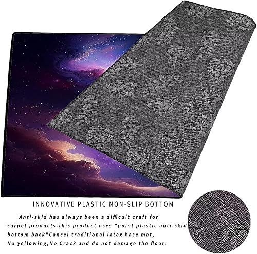 Miniatura 5 de Alfombra de área Galaxy para dormitorio, sala de estar para niñas, niños, alfombra grande de nebulosa vórtice, alfombra de suelo de nube morada y