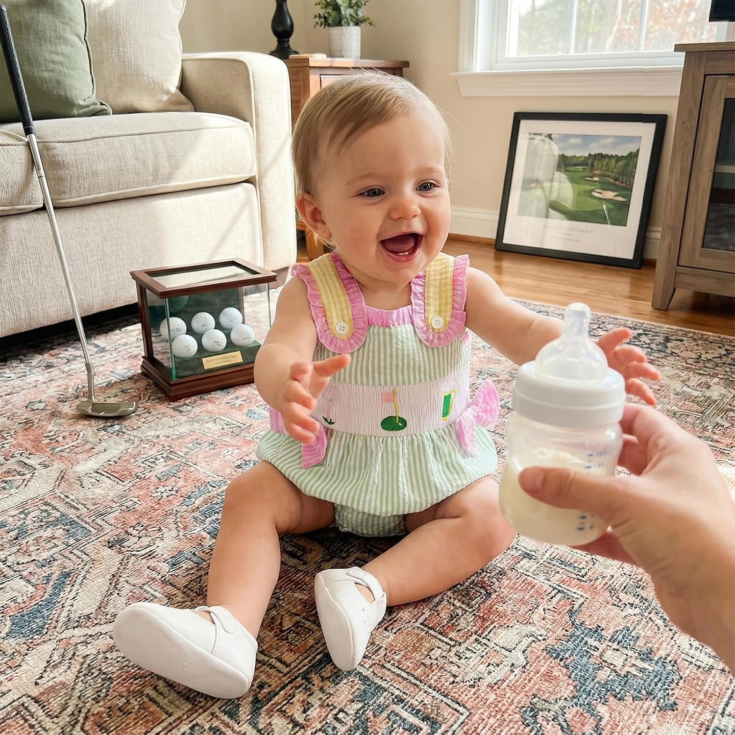 Bonangber Infant Baby Girl Golf Outfit Summer Clothes Classic Ruffle Sleeveless Golf Romper Bodysuit One Piece Outfit
