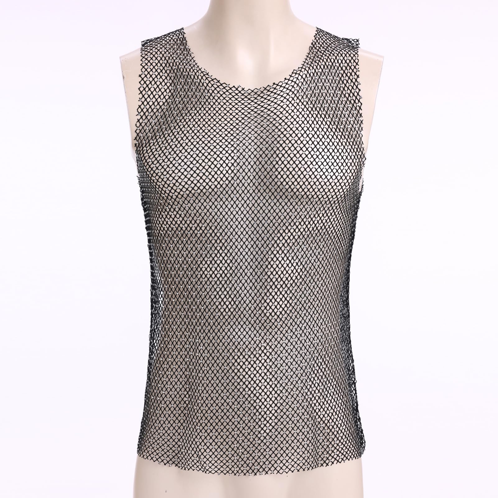 FYMNSI Chemise en maille transparente pour homme - Débardeur musculaire - Été sans manches - Sous-vêtement Gogo Clubwear, Rose