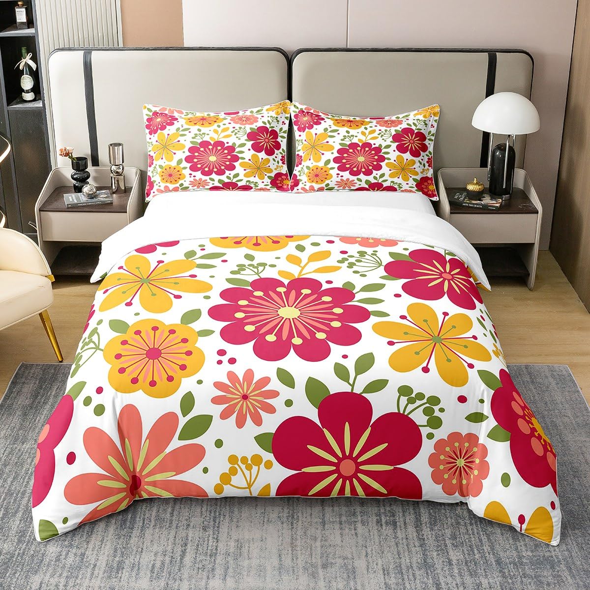 Style bohème floral en coton 135 x 200 cm pour raviver un lit simple
