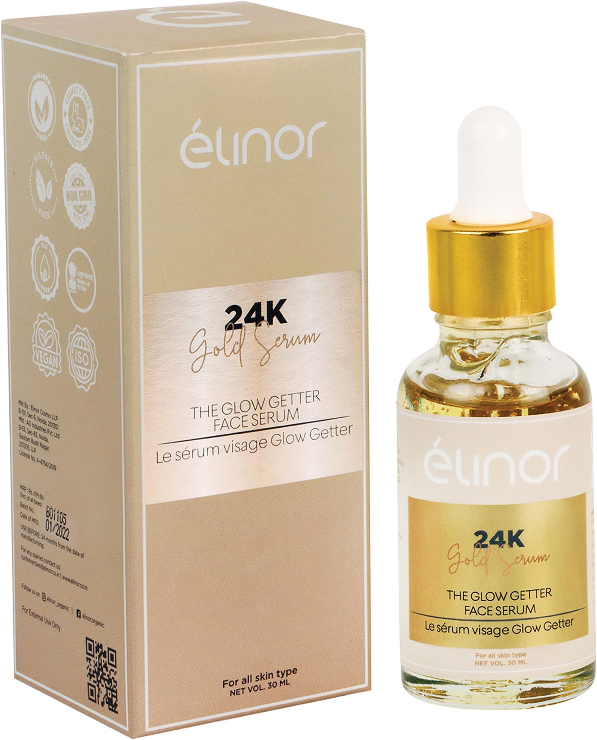ELINOR 24K Gold Face Serum for Men & Women - 30 ML