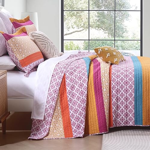 Vista 45 de PERHOM Juego de edredón tamaño Queen – Juego de ropa de cama 100% algodón, colcha ligera reversible de retazos florales para cama Queen, gris Gris