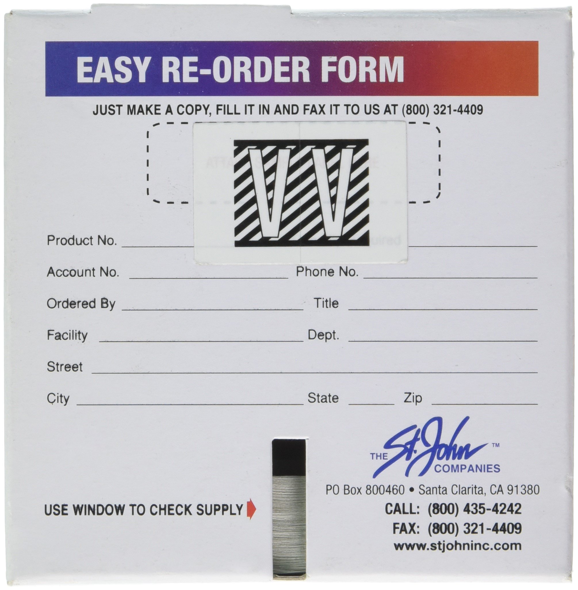 59702739 12000 Series Color Code Alpha "V" Label, Black Mylar Permanent, 1-1/2" x 1" Size, Pack of 500