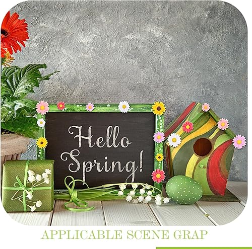 Miniatura 7 de Hicarer 100 piezas de flores de margaritas de resina con parte trasera plana para manualidades, margaritas diminutas epoxi, decoración de pastel de