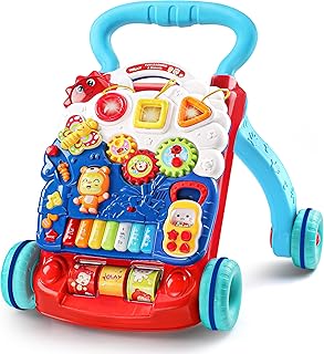 YOLAY Baby Walker Push with Wheels, Sit-to-Stand Walker for Baby Boy and Girl 6-12 Months with Detachable Play Panel, Stable Handle, Early Learning Activity for Kids - Blue