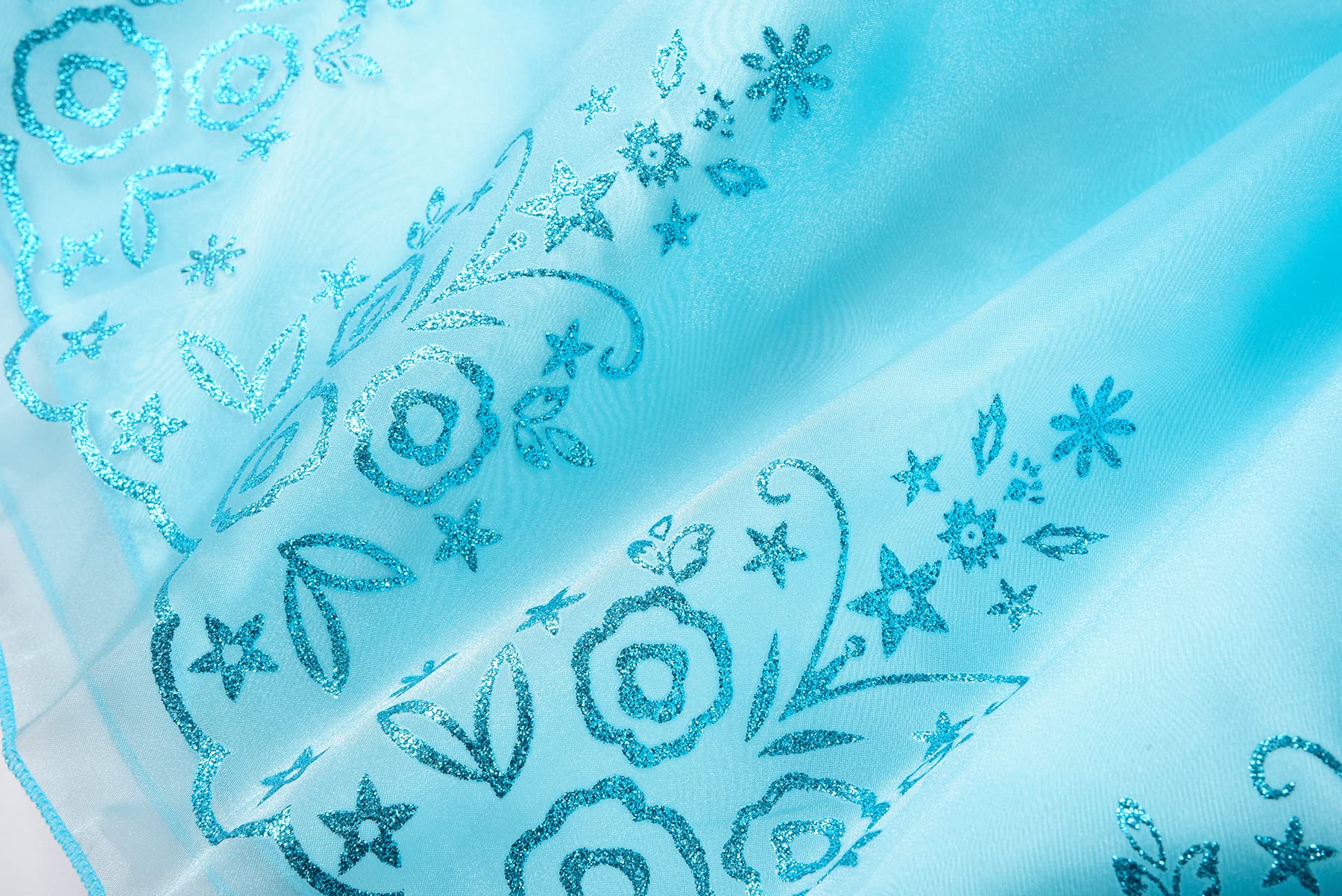 ReliBeauty Costume Vestito Bambina con Paillettes a Pieghe a Maniche Lunghe con Accessori Azzurro