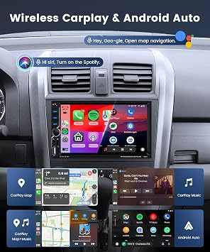 Double Din Car Stereo with Wireless Carplay Android Auto BT5.1
