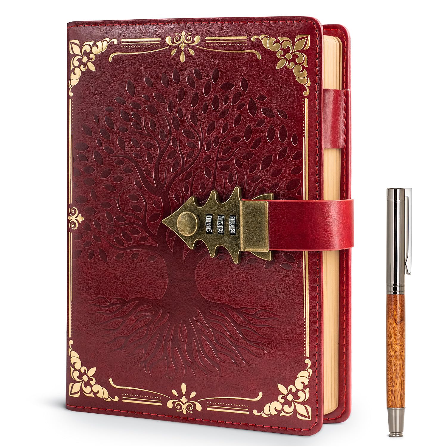 WEMATE Lock Journal with Pen & Gift Box, A5 260 Pages, Refillable