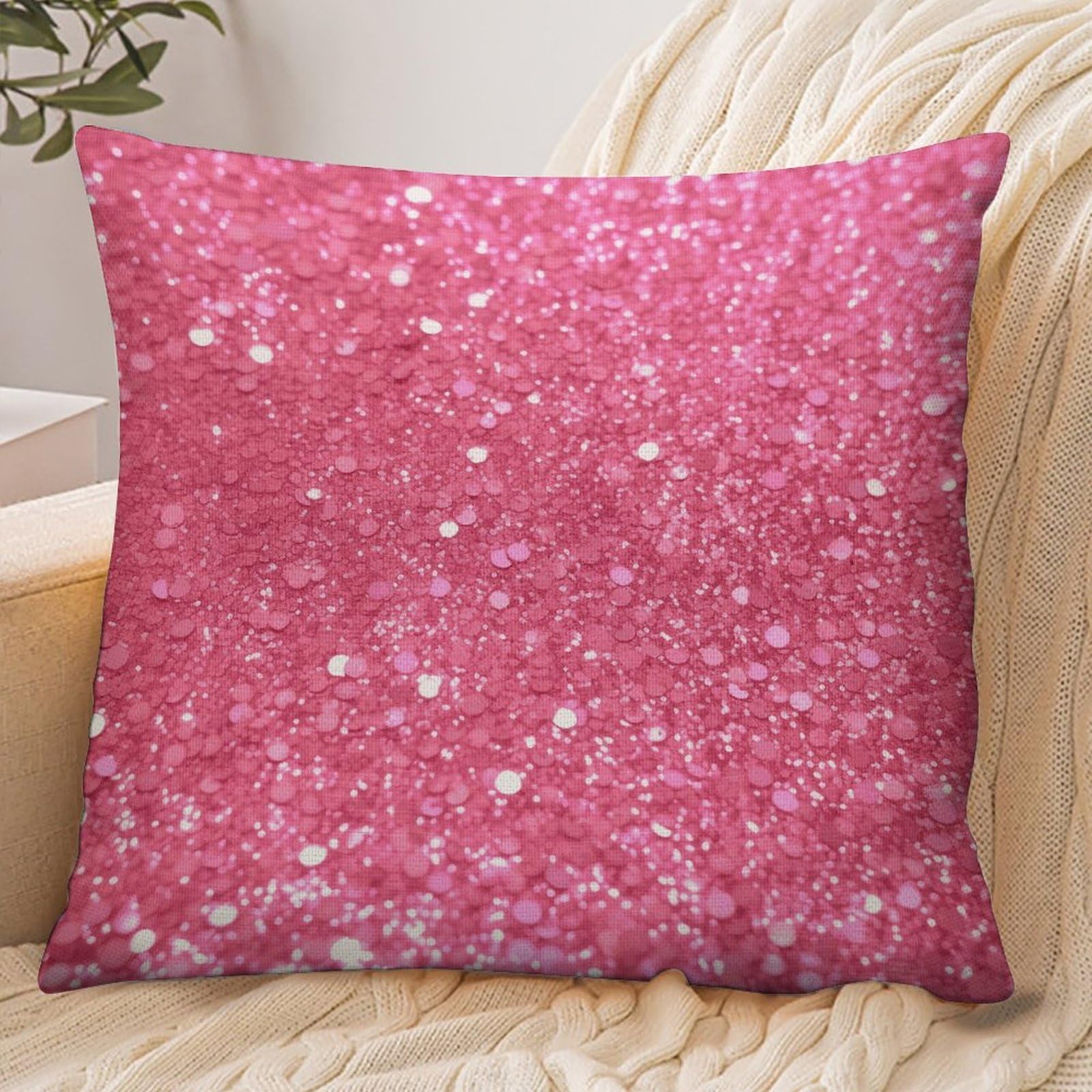Fekiloot Style Sparkling Pink Glitter Pillowcase Pillow Sham Pillow Case