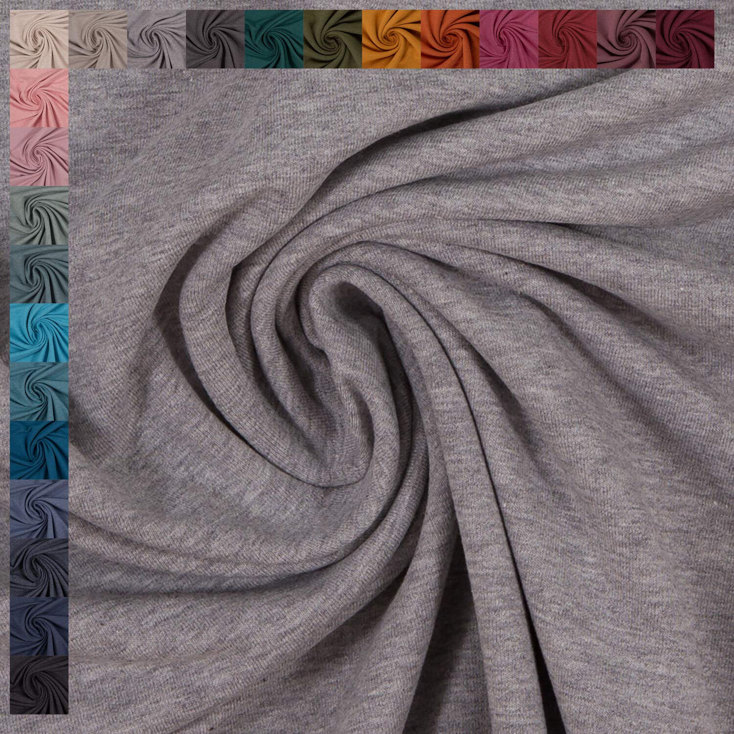 Swafing Eike Melange Sweat Fabric Brushed Mottled Light Grey (50 cm x 155 cm)