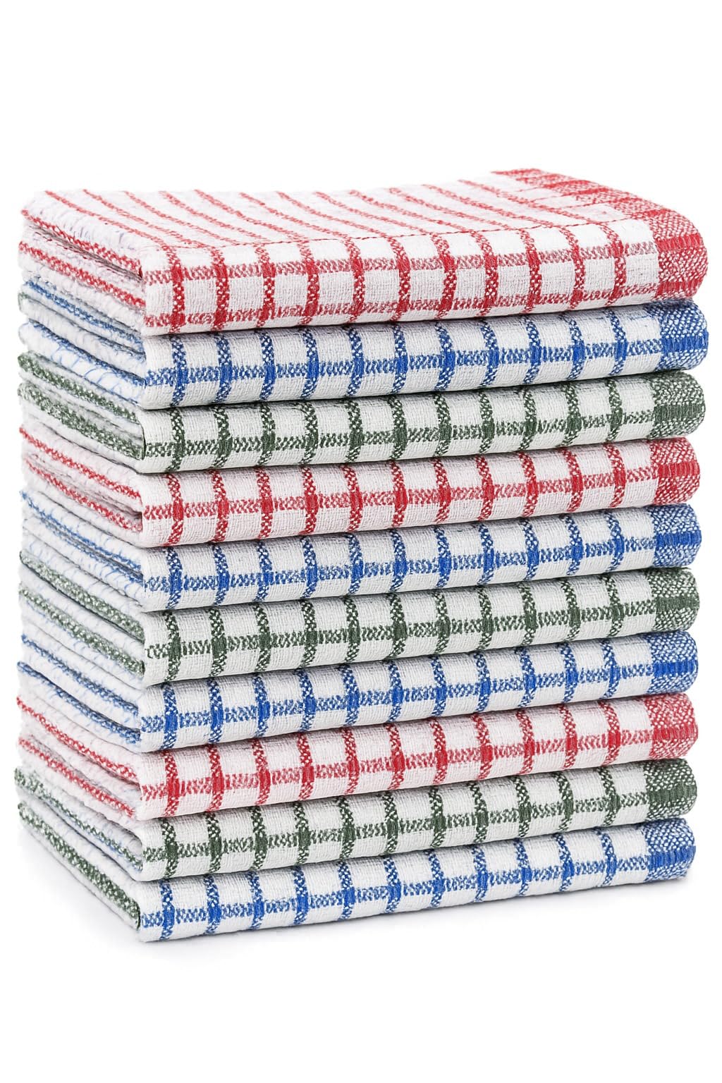 NAUSHA.HOME Pack of 10 Tea Towels 100% Cotton Highly Absorbent Kitchen Dish Towels Lint Free Quick Dry Long Lasting Catering Material Multi Colours Pack