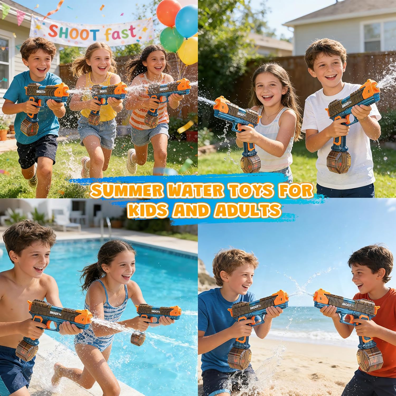 Electric Water Gun for Adults Kids, Automatic Squirt Gun Long Range Powerful Water Guns with 425+120cc Capacity, Pool Toy for Summer Outdoor Beach Backyard