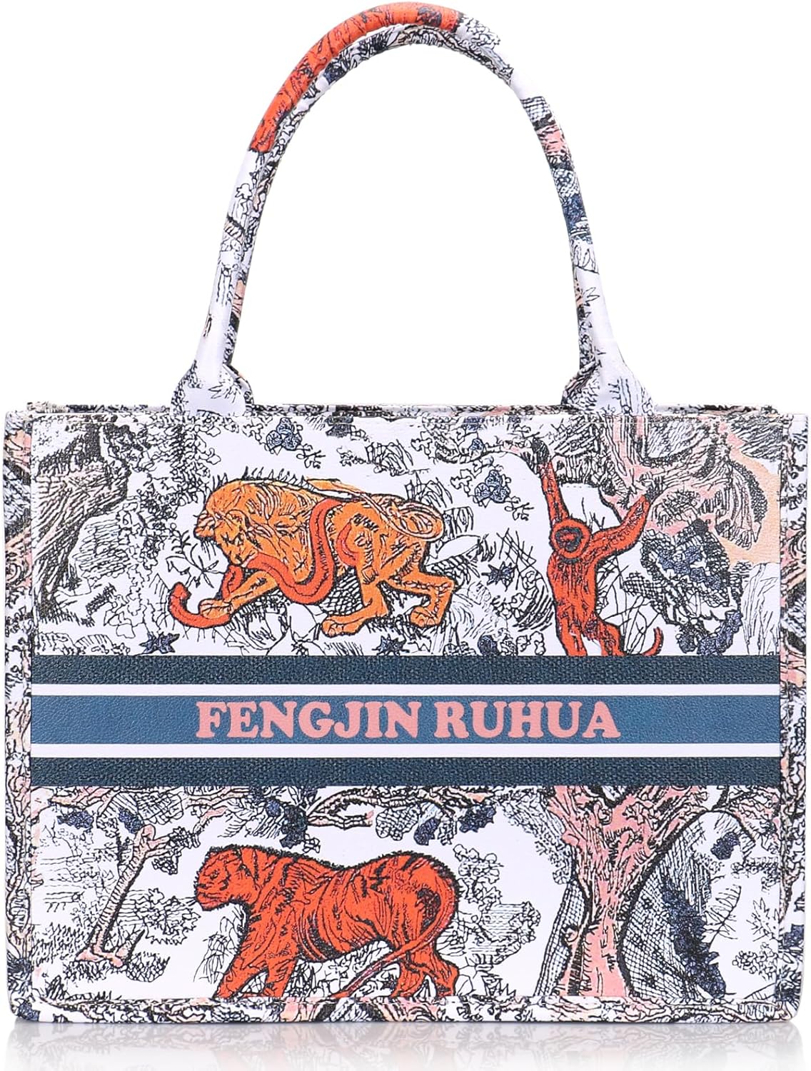 Fashionable large luxury tote bag with exquisite embroidery and painting.
