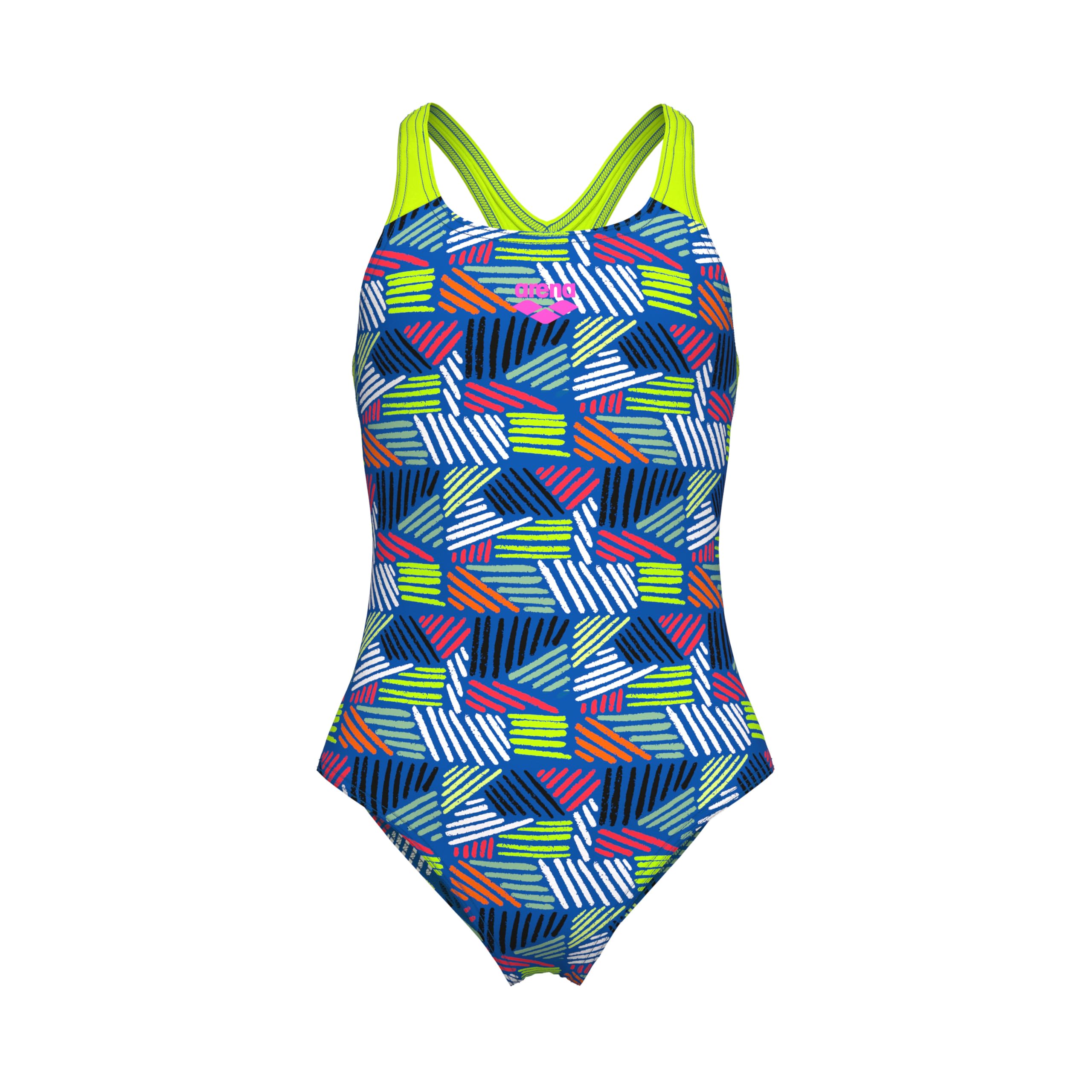 Arena Girl's Performance Candies Swim Pro Back Athletic One Piece Pool Swimsuit, Multicoloured/Artic Lime, 26