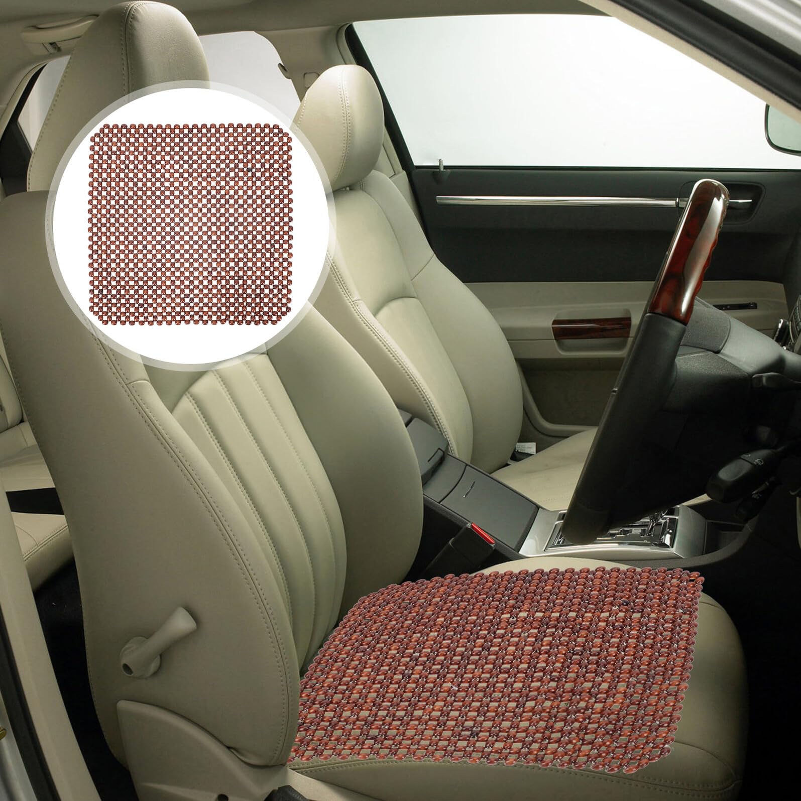 ibasenice Cuscino per Sedile Auto Perline di Legno, Non Facilmente Deformabile Effetto Massaggiante, per Vacanze Estive in Minivan e Casa, Coprisedile Rinfrescante