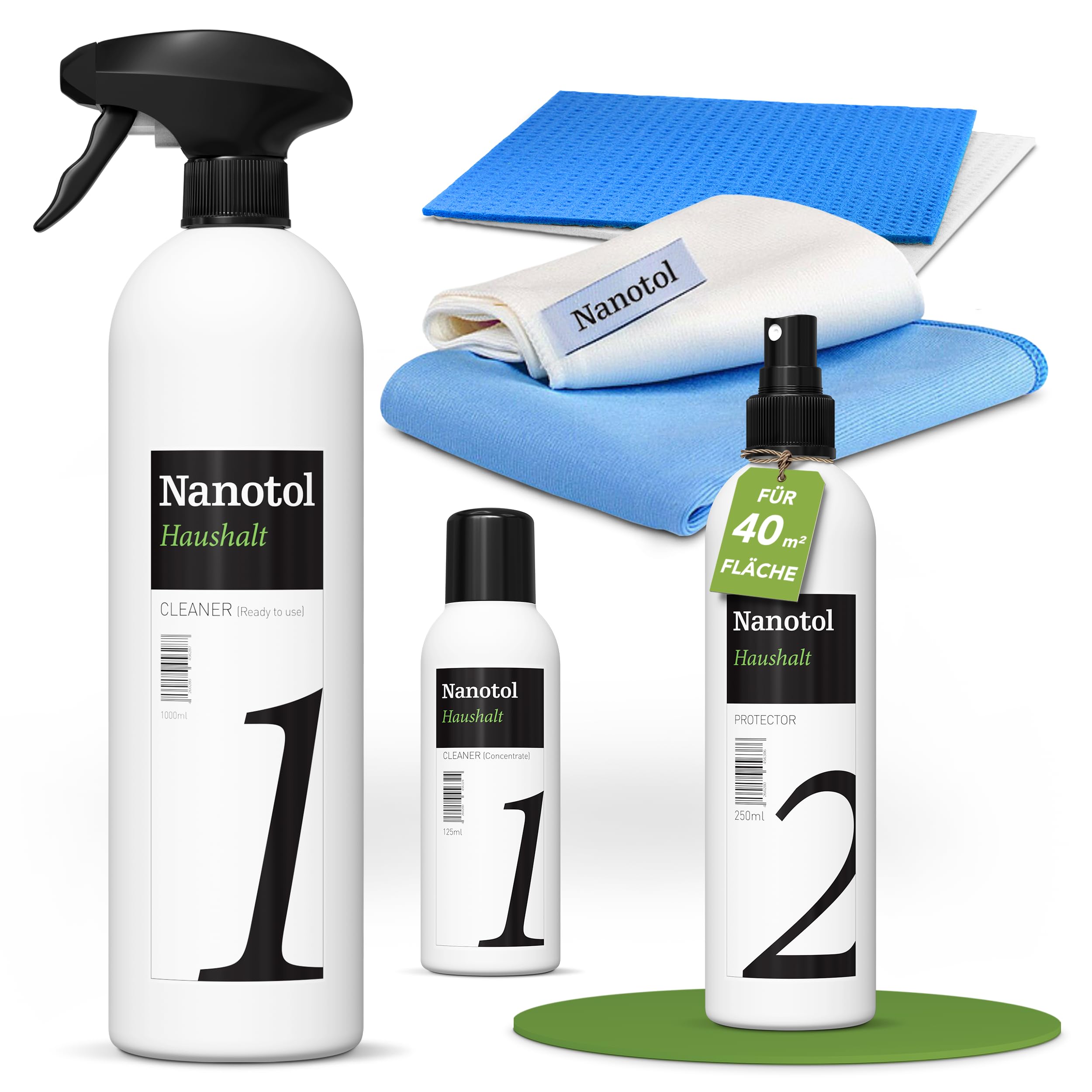 Nanotol Haushalt Set - Glasversiegelung mit Easy-to-Clean Effekt für Fenster, Wintergarten, Dachfenster, Küche, Möbel - Komplett-Set für 40 m²