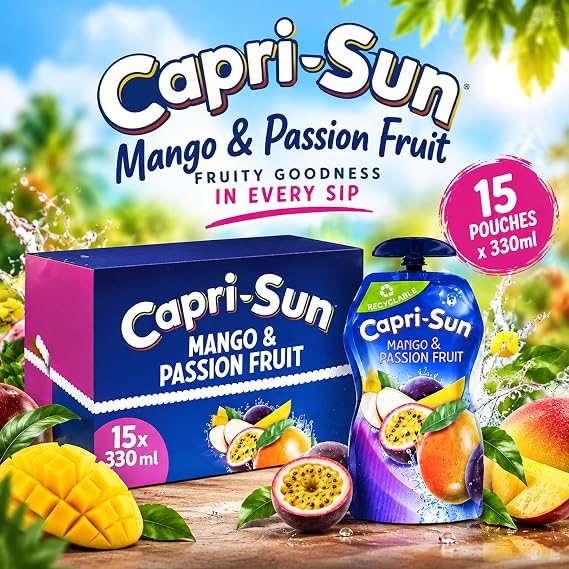 Mango & Passion Fruit Juice Drink 15 x 330ml Resealable Pouches