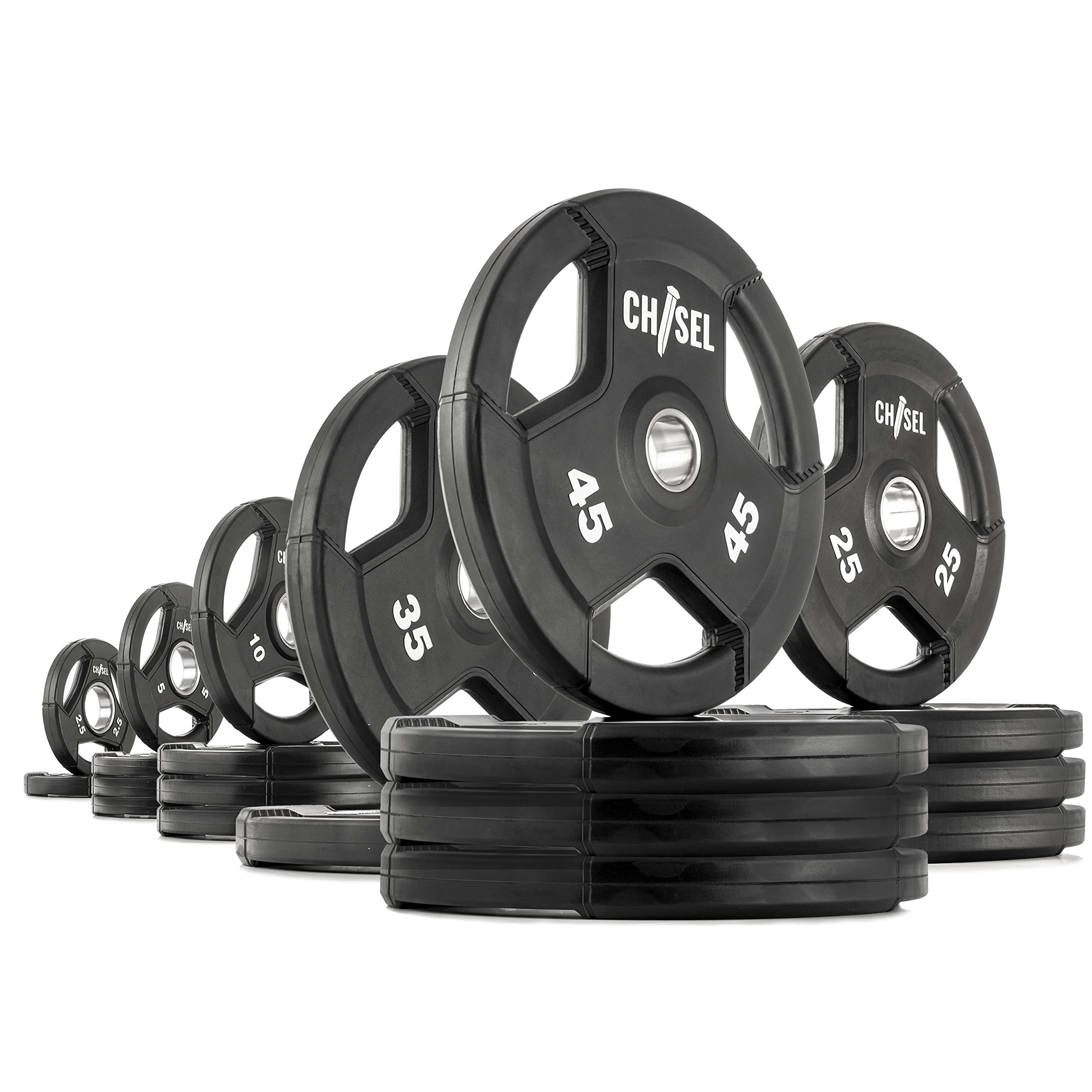 XMARK CHISEL Olympic Weight Plates, 415 lb Set, Weights for Strength Training and Conditioning