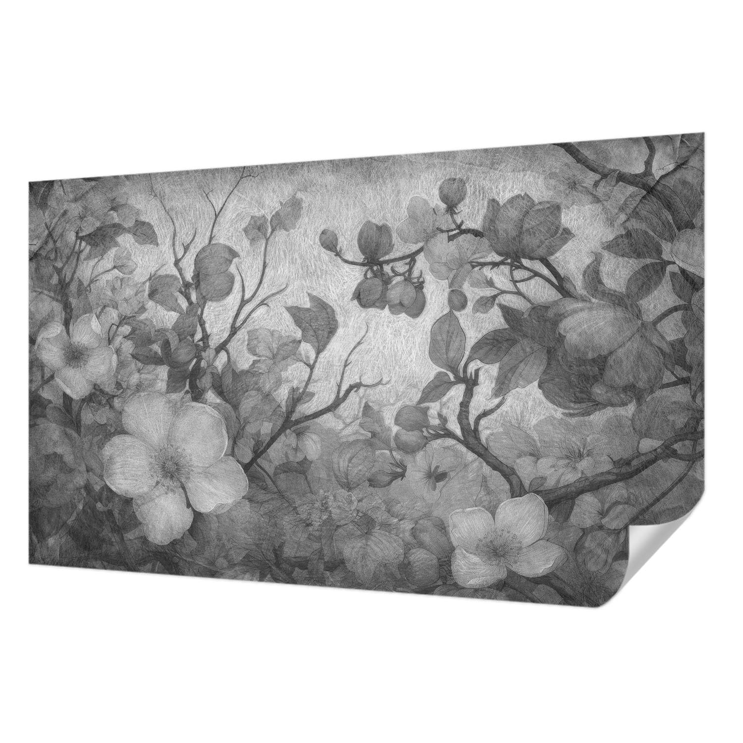Papier peint panoramique chambre et salon motif branche de fleur zen