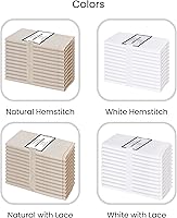 Vista 9 de Cotton Clinic Paquete de 12 servilletas de tela de punto vainica de gran tamaño de 20 x 20 pulgadas, tela de lino y algodón a medida con esquina