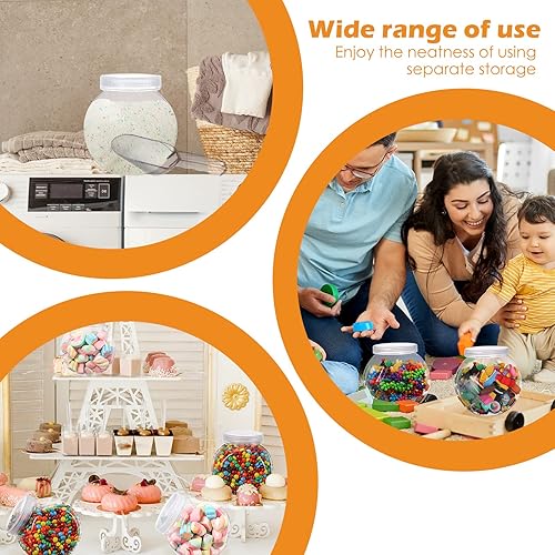 Miniatura 6 de Sunnyray 6 juegos de tarros de plástico para dulces de 51 onzas para bufé de dulces con tapas, tarros de barra transparente con cucharas y pinzas,