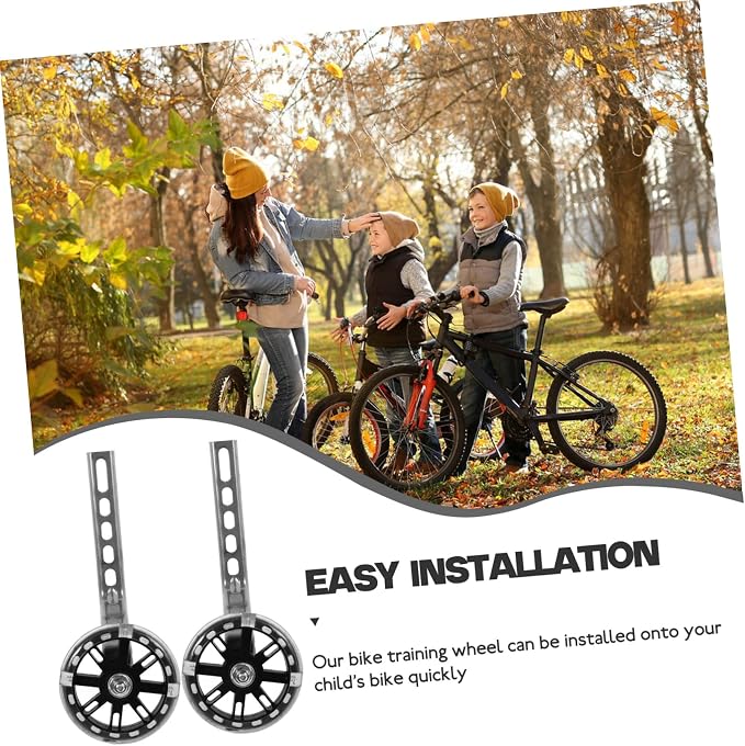 Ruedas de entrenamiento para bicicleta con luces LED y soporte auxiliar negro miniatura 3