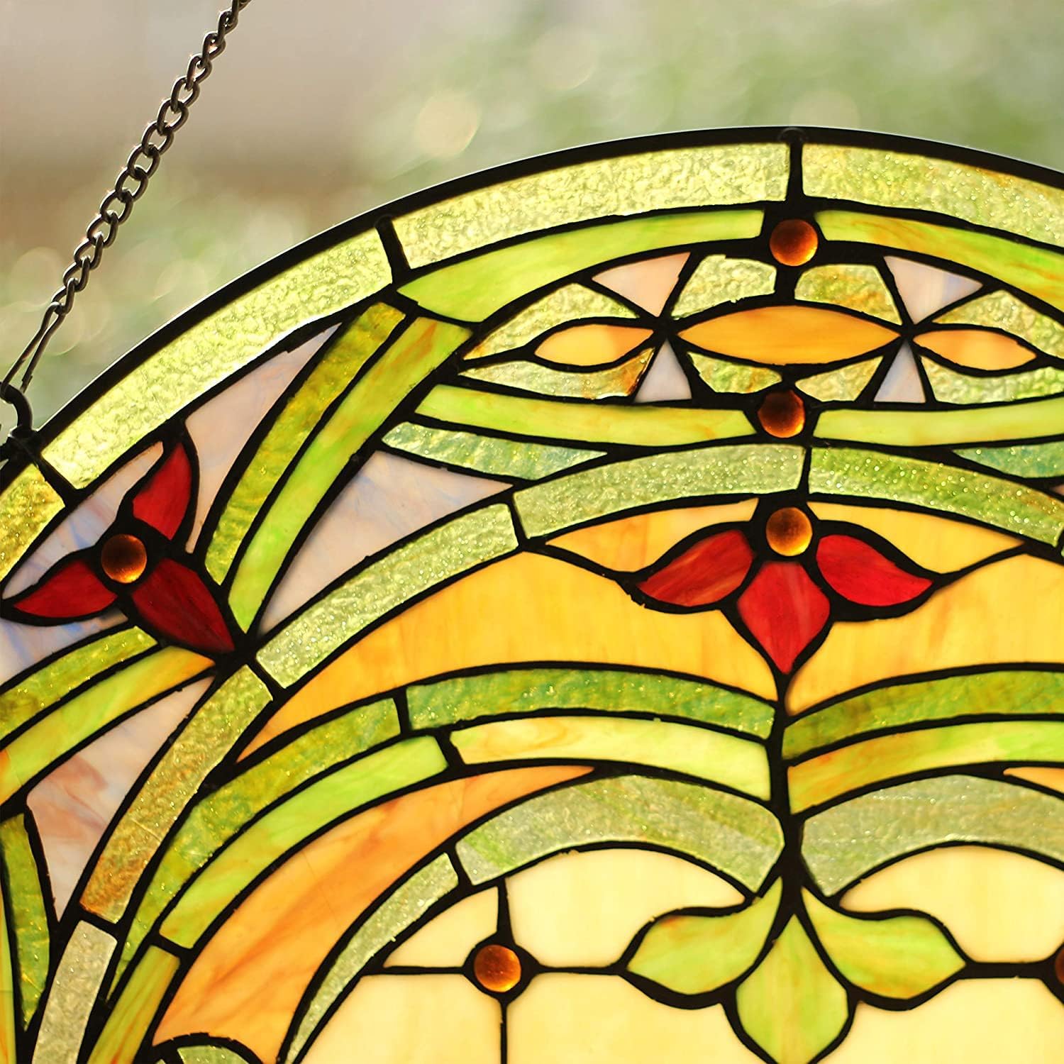 Chloe Lighting Tiffany Float Design 24" Stained Glass Window Panel, Multi-Color