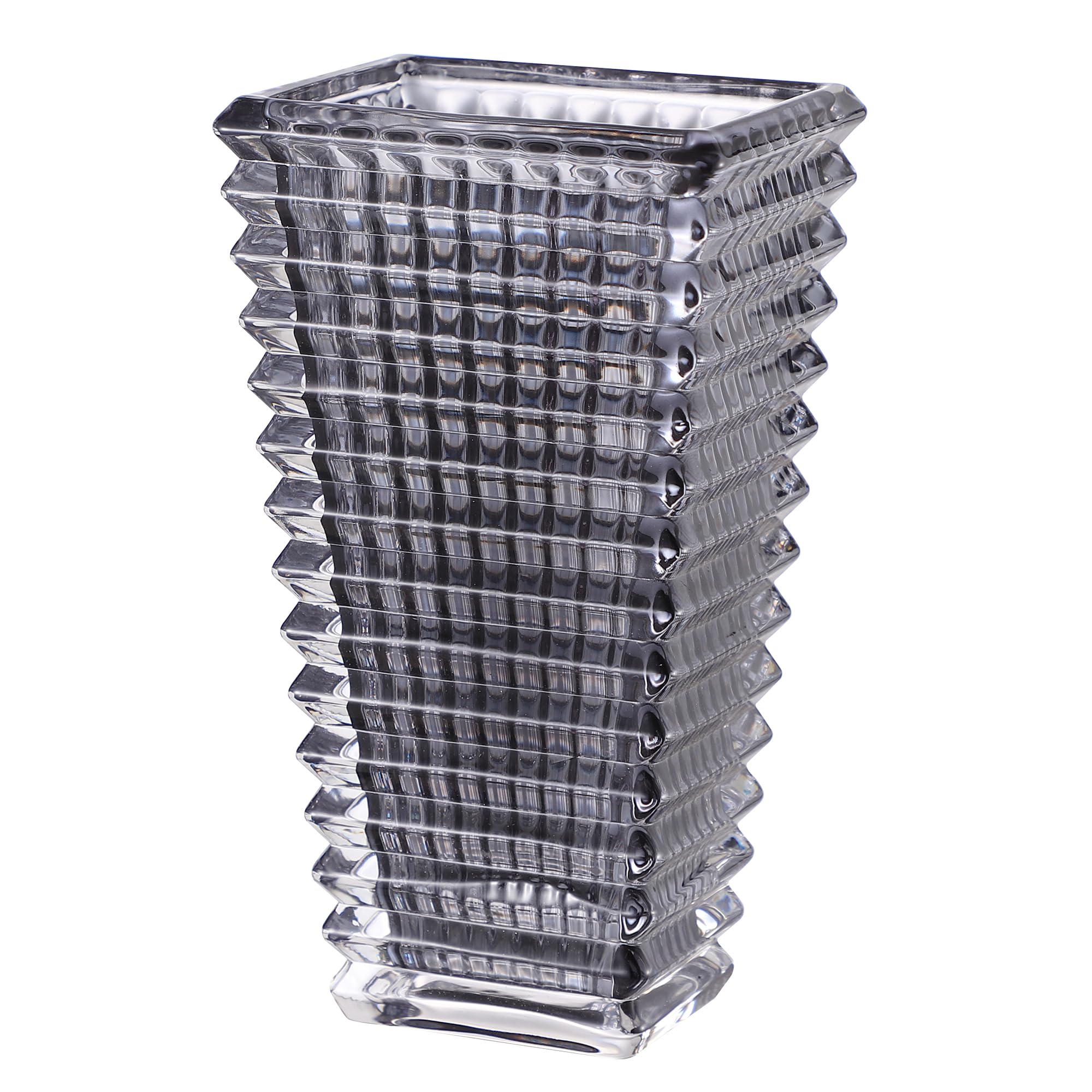 MCMCNCUIU Crystal Vase, Black Glass Vase, Glass Vase, Vases for Centerpieces, Flower Vase, Modern Vase, Grey Large Glass Vase for Living Room, Bedroom, Shelf, Dining Table, Mantle, 9 Inches