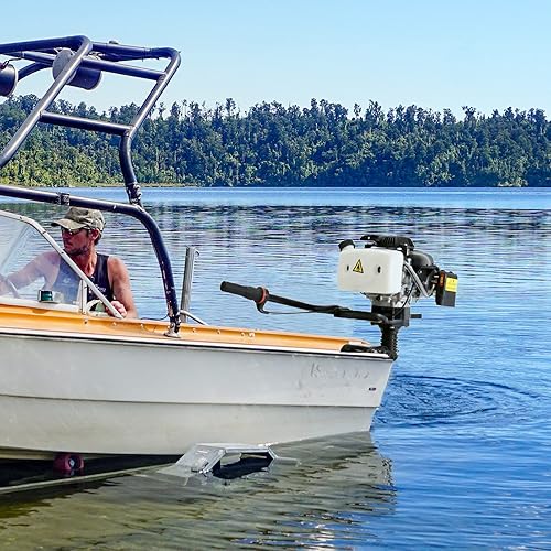 Miniatura 8 de Motor fuera de borda de 4 tiempos, motor de lancha de pesca de gasolina de 4 HP, motor resistente de 55 cc para barcos de pesca, veleros, yates
