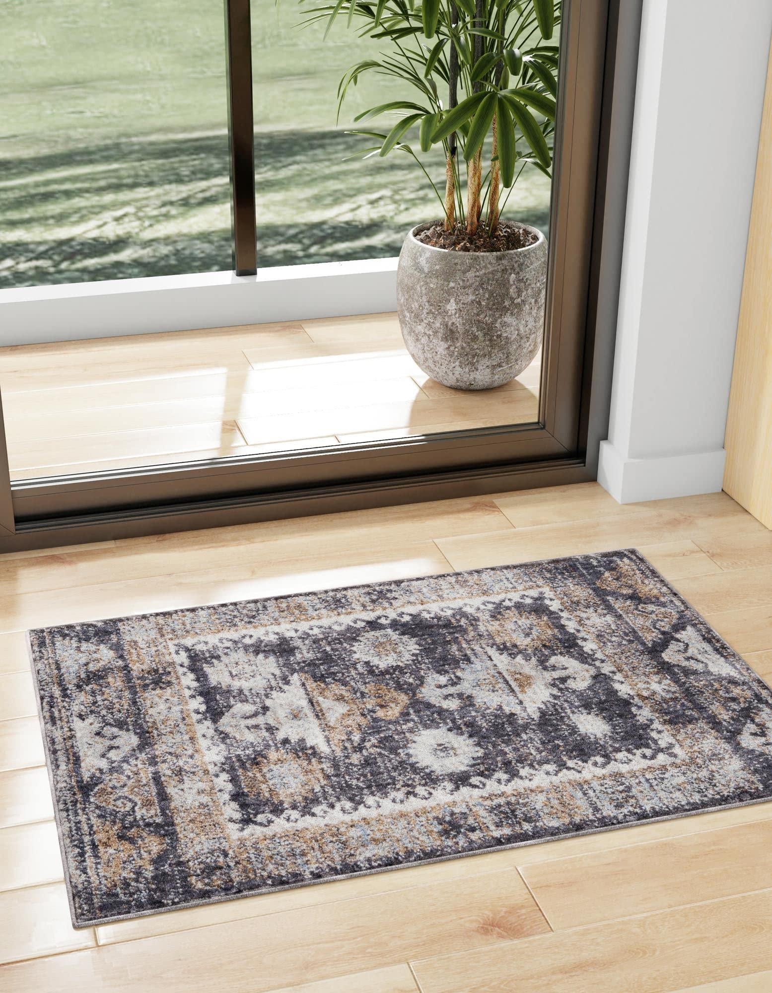 Unique Loom Eco Southwestern Collection Area Rug - Springdale (Rectangular 10' 0" x 13' 0", Charcoal Gray/Ivory)