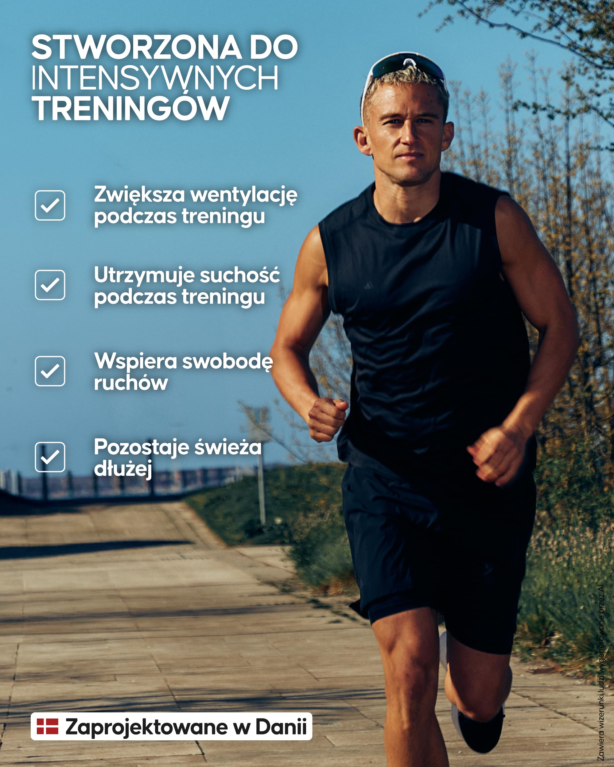 DANISH ENDURANCE Koszulka Bez Rękawów Męska, z Siatki, 1 lub 2-Pak | Koszulka bez rękawów z siatki, lekka i oddychająca z technologią Polygiene StayFresh, dla biegania i treningów siłowych