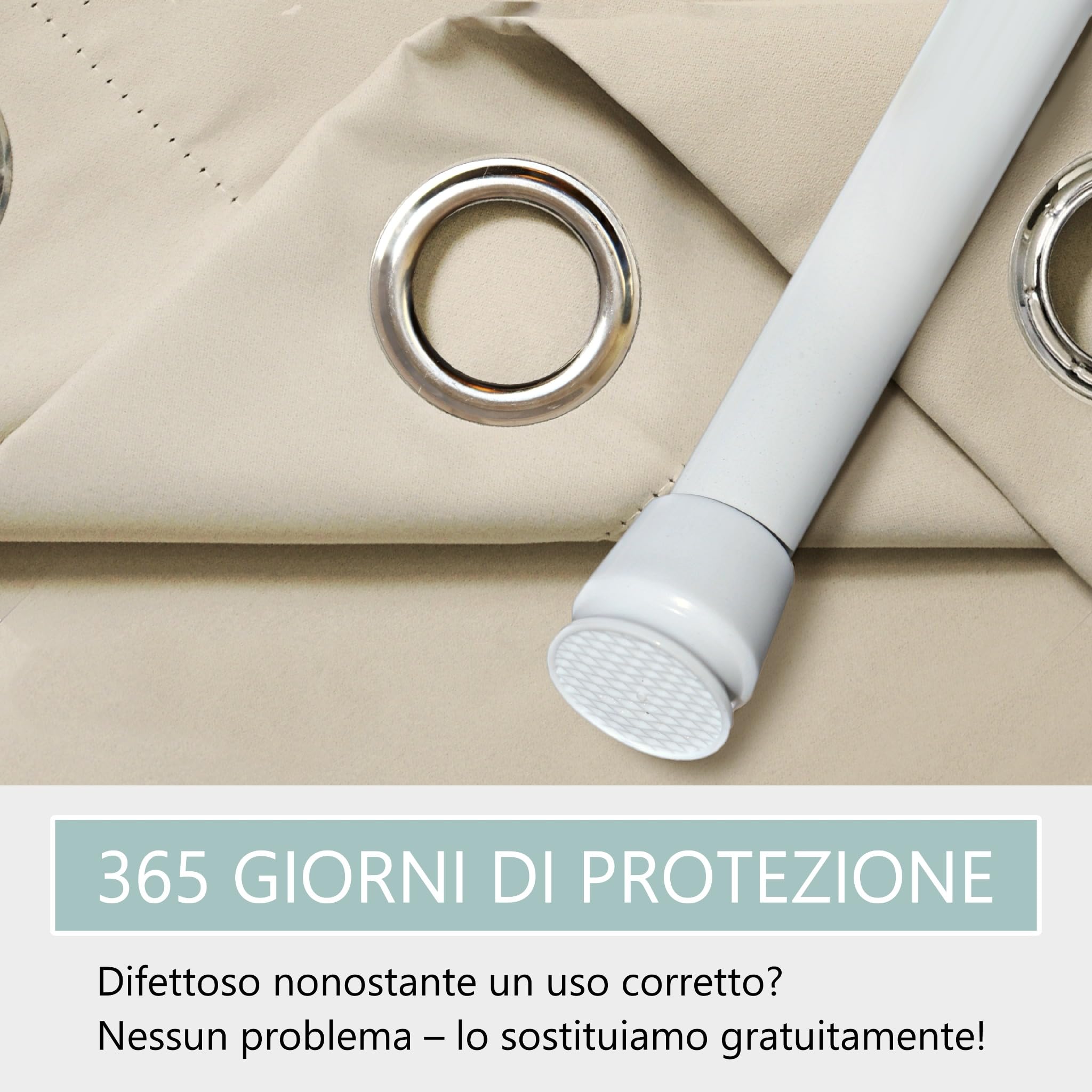tenda per porta o armadio con asta telescopica, facile da installare in 1 solo minuto senza forare (tenda beige + asta bianca, larghezza porta 55-90 cm)