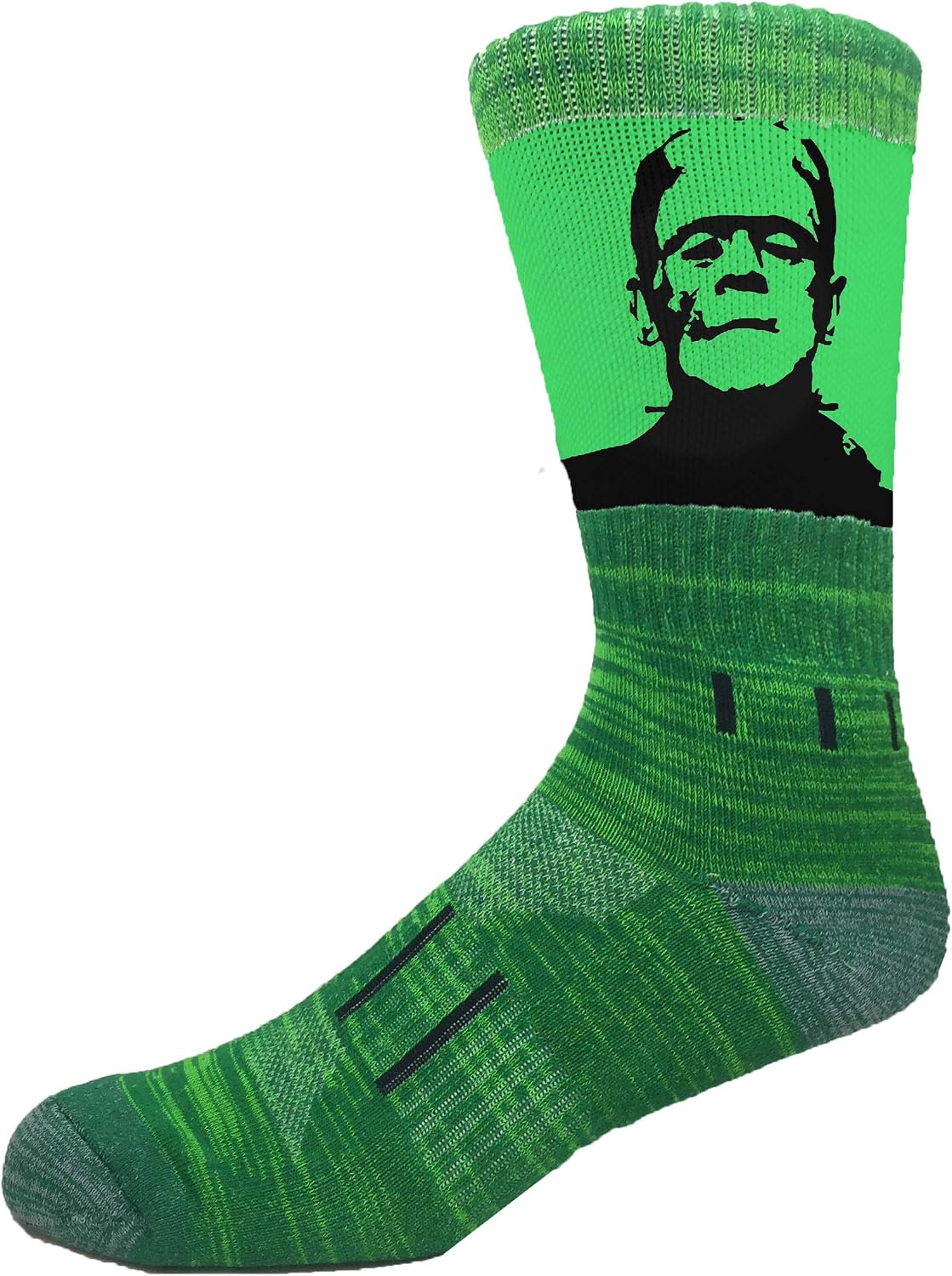 MOXY Socks Frankenstein Monster Green Crew Socks – Halloween Athletic Crew Socks for Men & Women – Hybrid Gym Socks