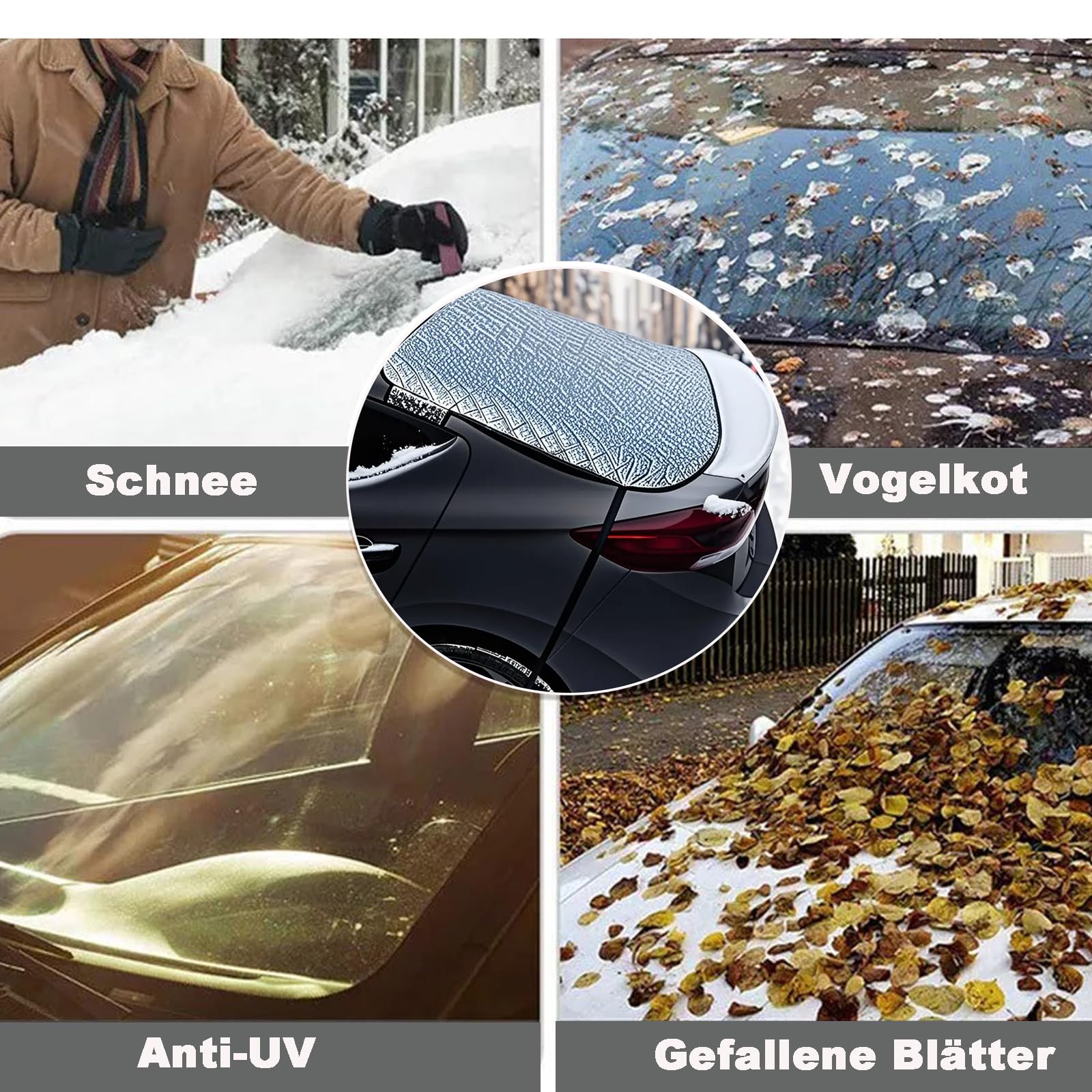 Copertura per lunotto posteriore auto, 140 x 80 cm, antivento, antigelo con 4 magneti, 2 elastici, copertura per lunotto posteriore universale per la maggior parte delle auto e dei SUV