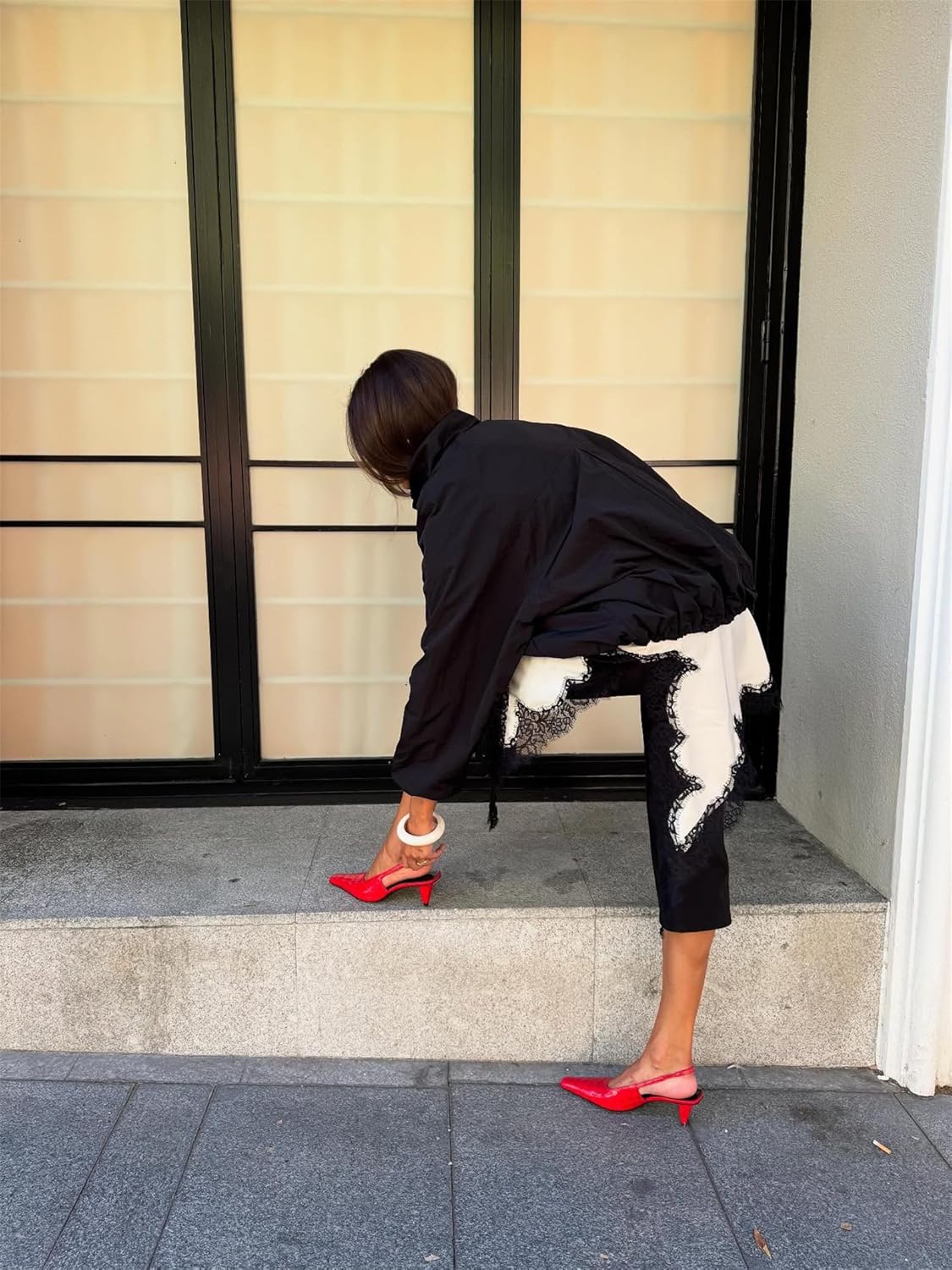 Women Y2k Satin Lace Trim Cami Shirt Spaghetti Strap Side Split Asymmetrical Silky Camisoles Going Out Tops - Image 5