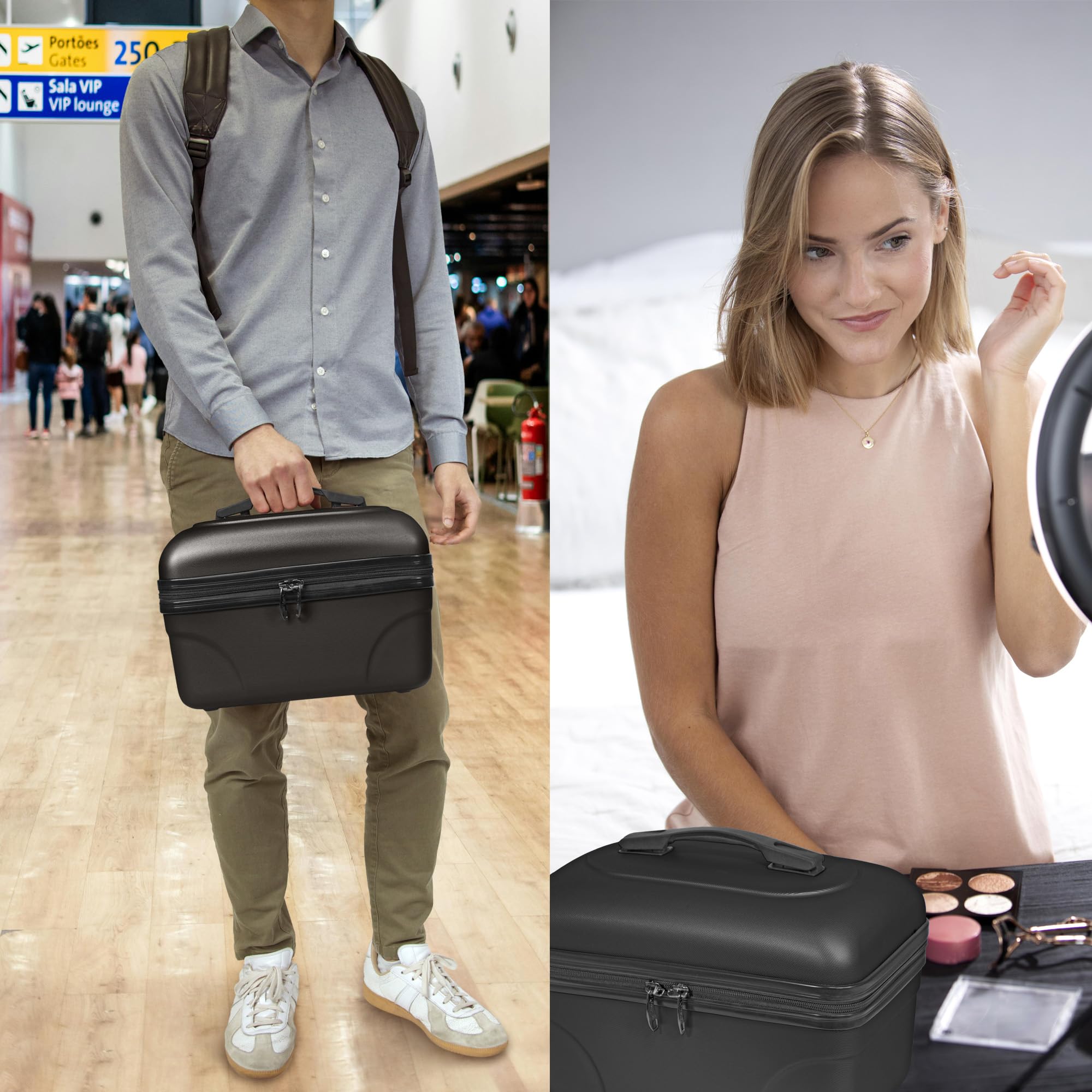 KINSTON Kosmetik- und Kulturtasche, Hartschalen-Vanity mit Griff, Reise-Organizer, Aufbewahrungsbox – Große Kapazität