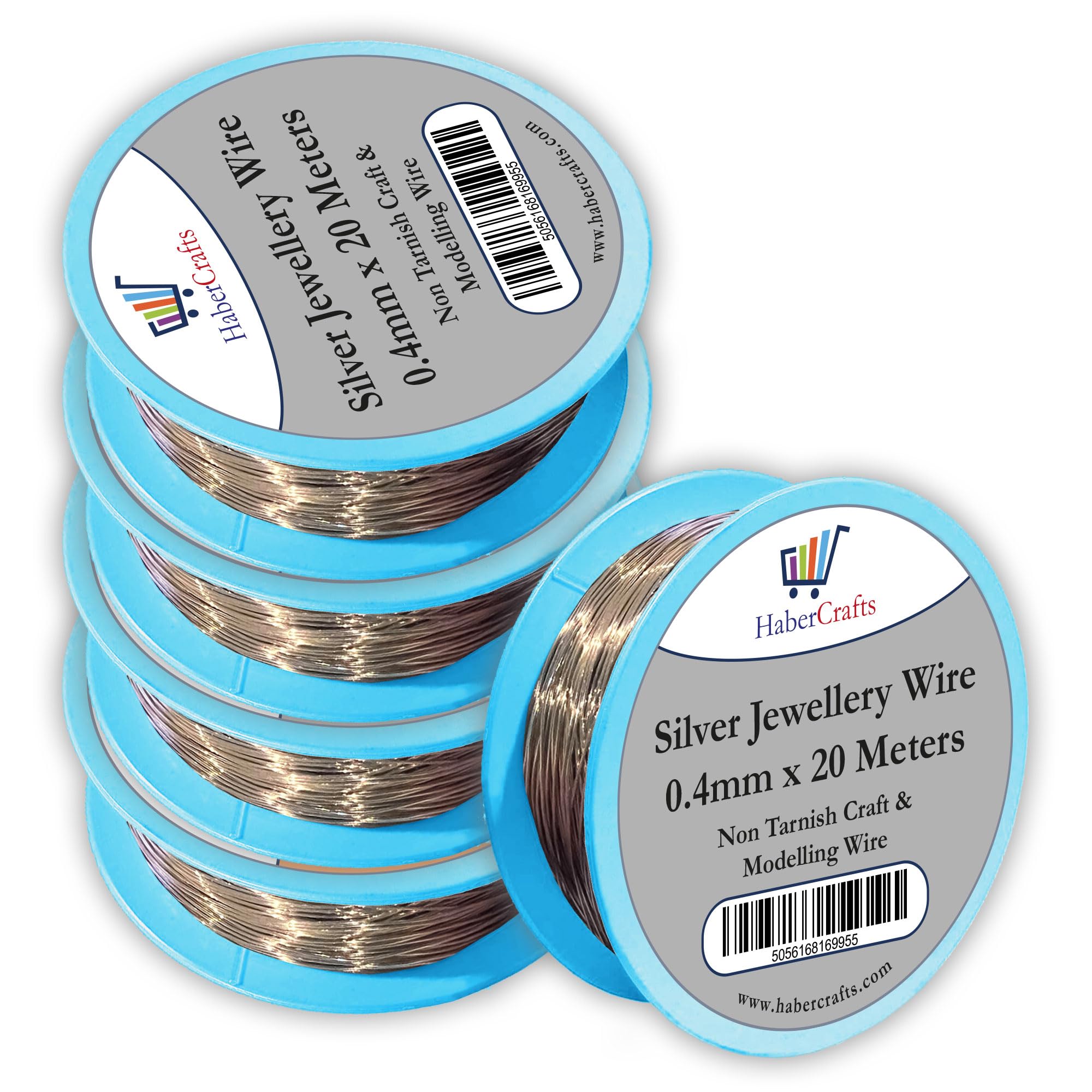 Habercrafts Silver - 0.4Mm 0.4Mm Silver Jewellery Wire Tarnish Proof Brass Bendable Metal Wire For Jewellery Making Sculpting Modelling Crafts Wire Weaving & Wrapping (0.4Mm - Silver - 26 Gauge - 5 Spools - 100 Meters)