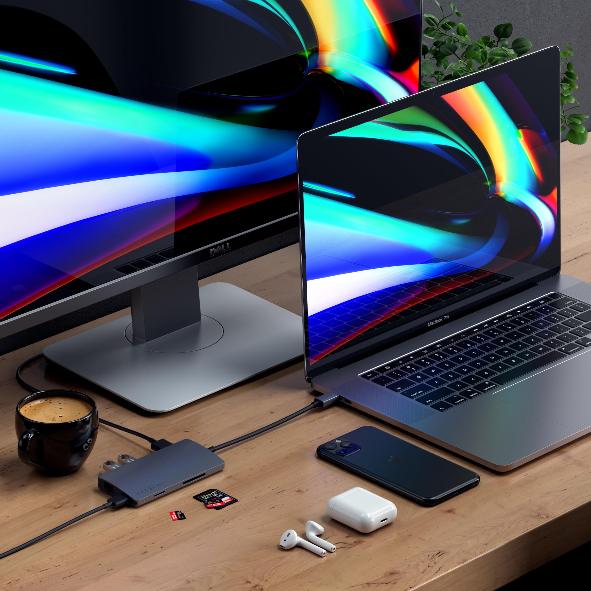 SATECHI Hub USB C 8 en 1 V2, PD 60W, HDMI 4K, Gris Sidéral | Ethernet Gigabit, 4K@60Hz, 3x Ports USB-A 10 Gbps, lecteur SD/MicroSD, pour MacBook, PC portables Windows et plus