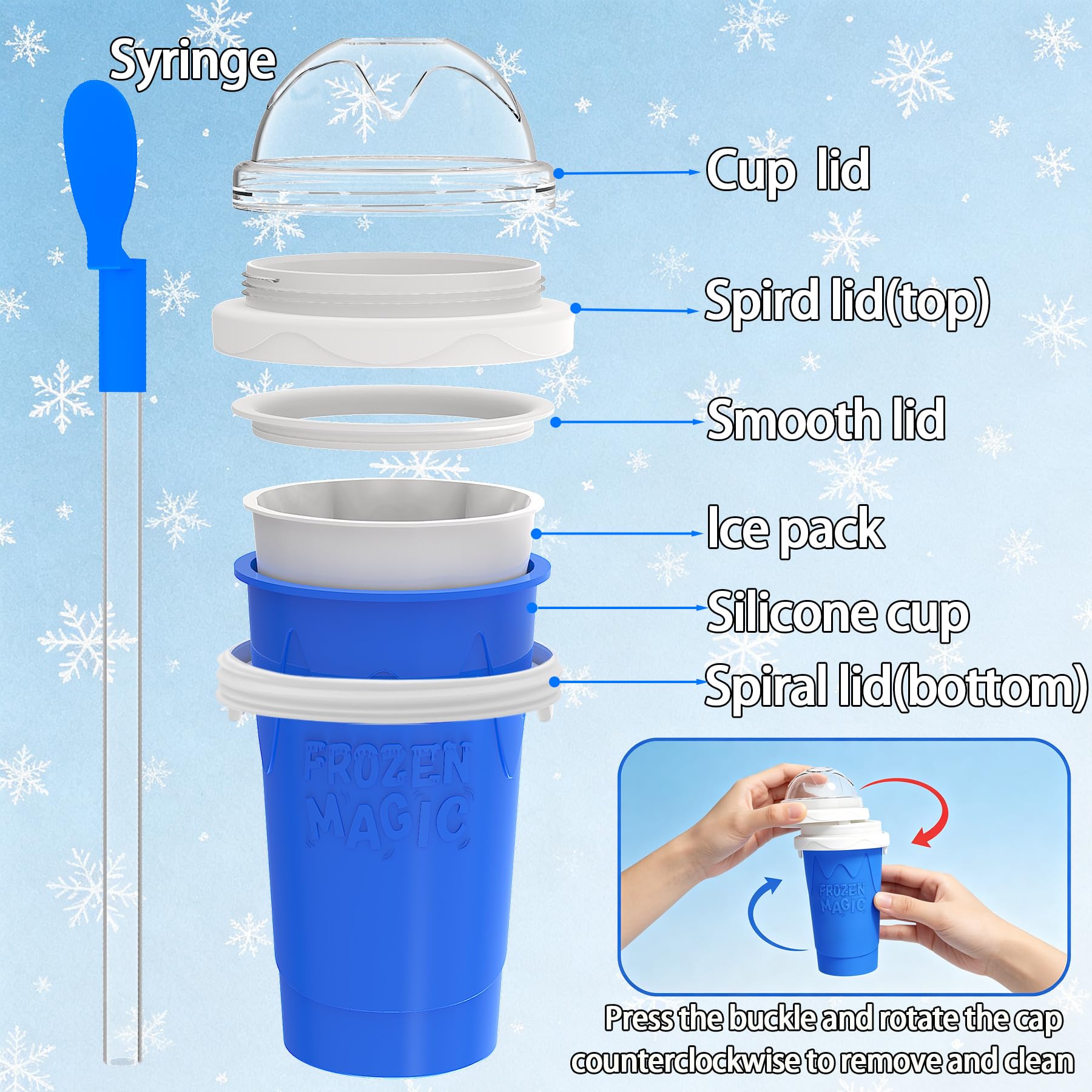 3 vasos para hacer granizados de 500 ml, taza portátil para granizados con