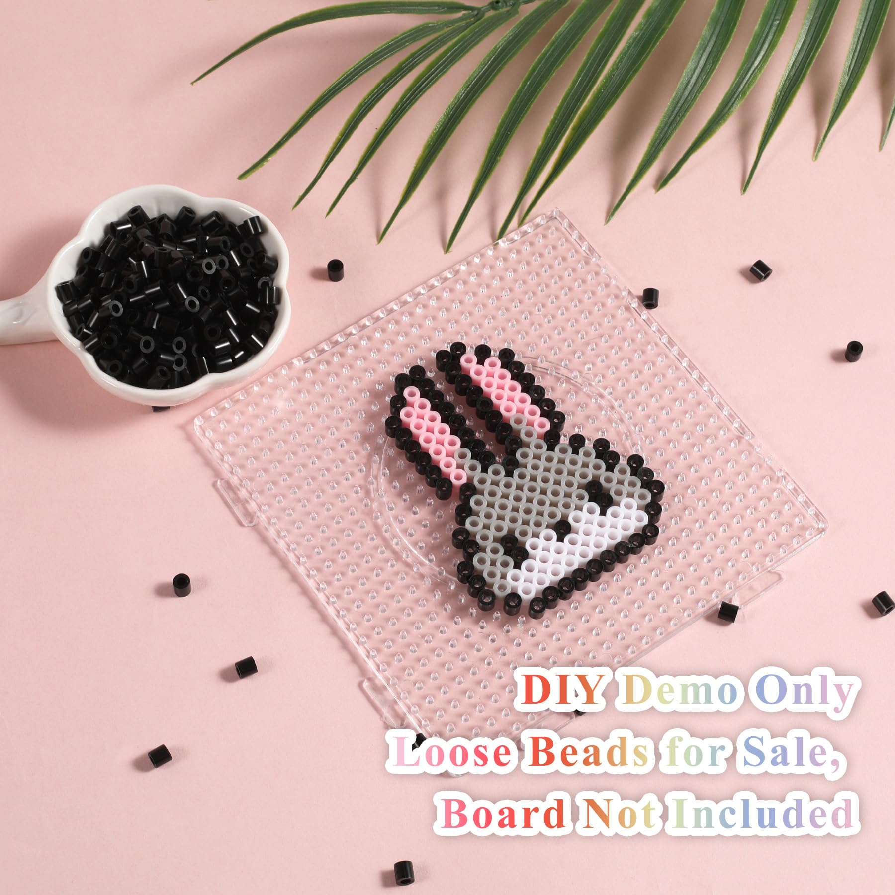1000Pcs Loose Fuse Beads 5mm Bulk Refill Kit Fast Easy to Use Stress Relief Pixel Art Melting Beads for DIY Decor Crafts Creative Handmade Projects 3D Craft (Black) - Image 3