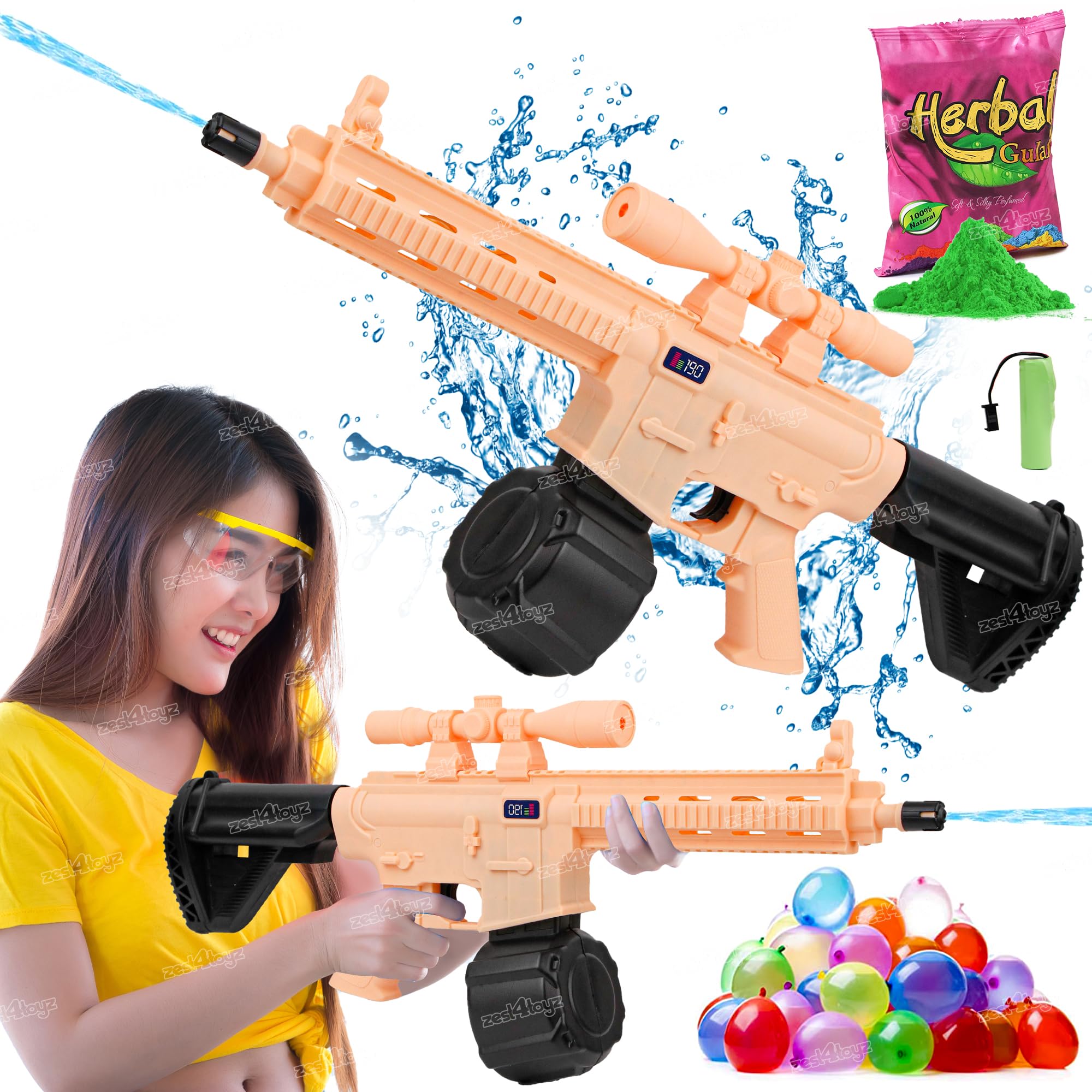 Zest 4 Toyz Holi Pichkari Water Gun Automatic Toy Gun for Kids Electric Fully Automatic Snipper Watergun Holi Combo of 1 Pkt Color & 100 Water Balloons for Boys & Girls (Pack of 1) (B0CVN6SBCY) Amazon Price History, Amazon Price Tracker
