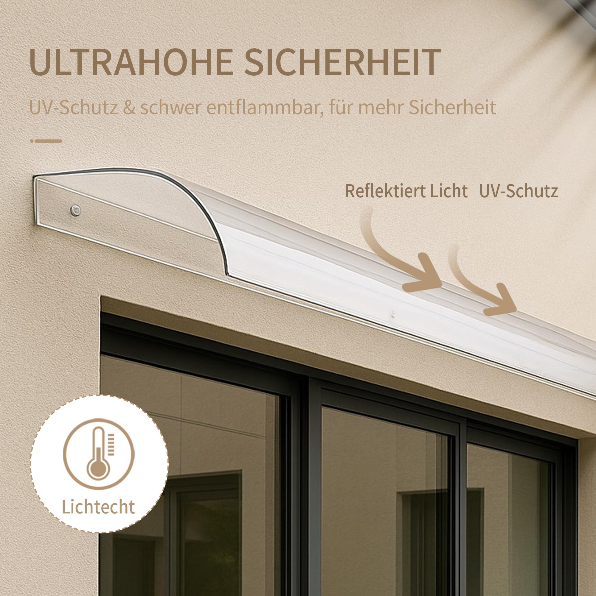 HaiYiZuhause Transparentes Vordach Aus Polycarbonat - Wetterschutz Für Haustür & Fenster