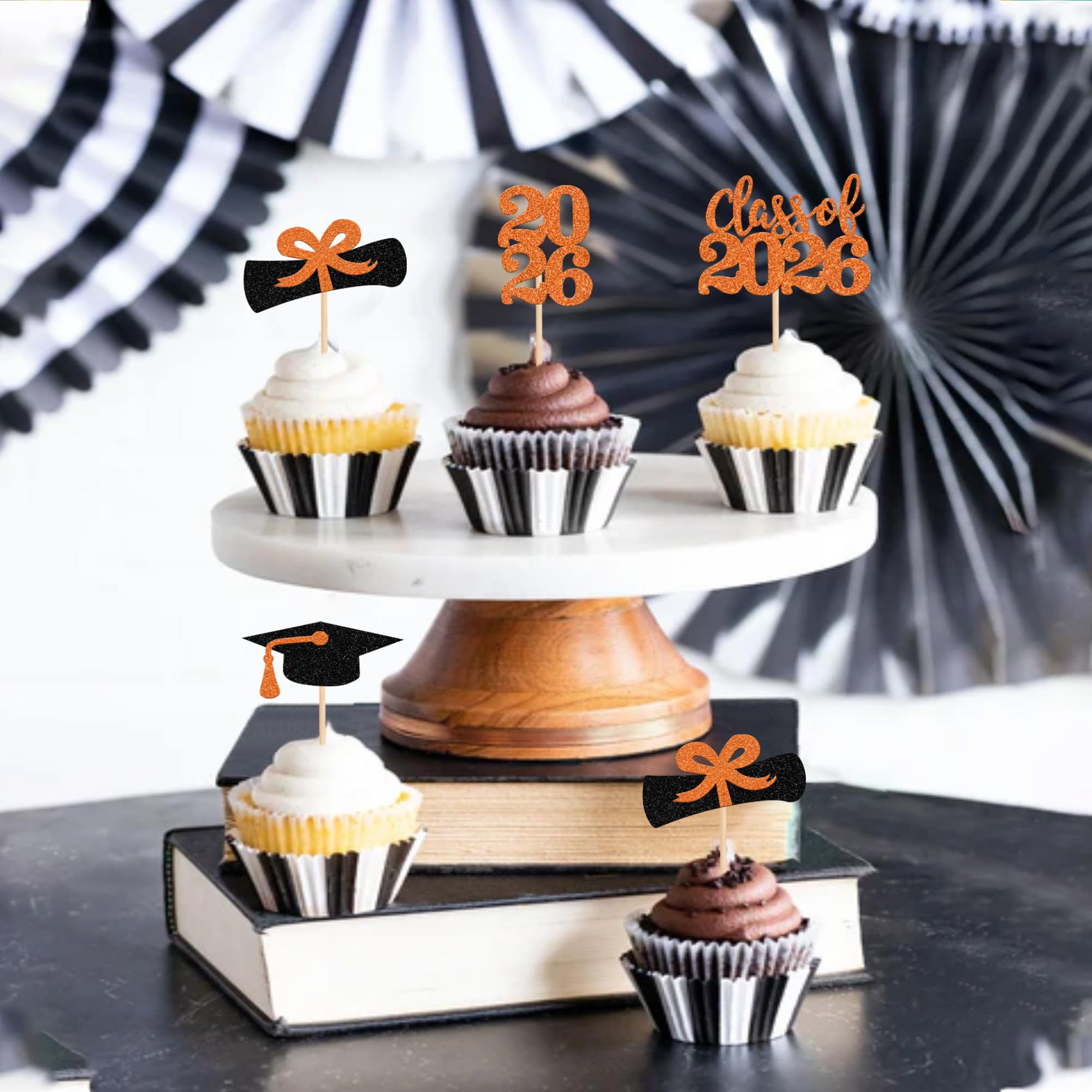 Gyufise 24 topper per cupcake a tema di laurea 2022 classe glitterata del 2