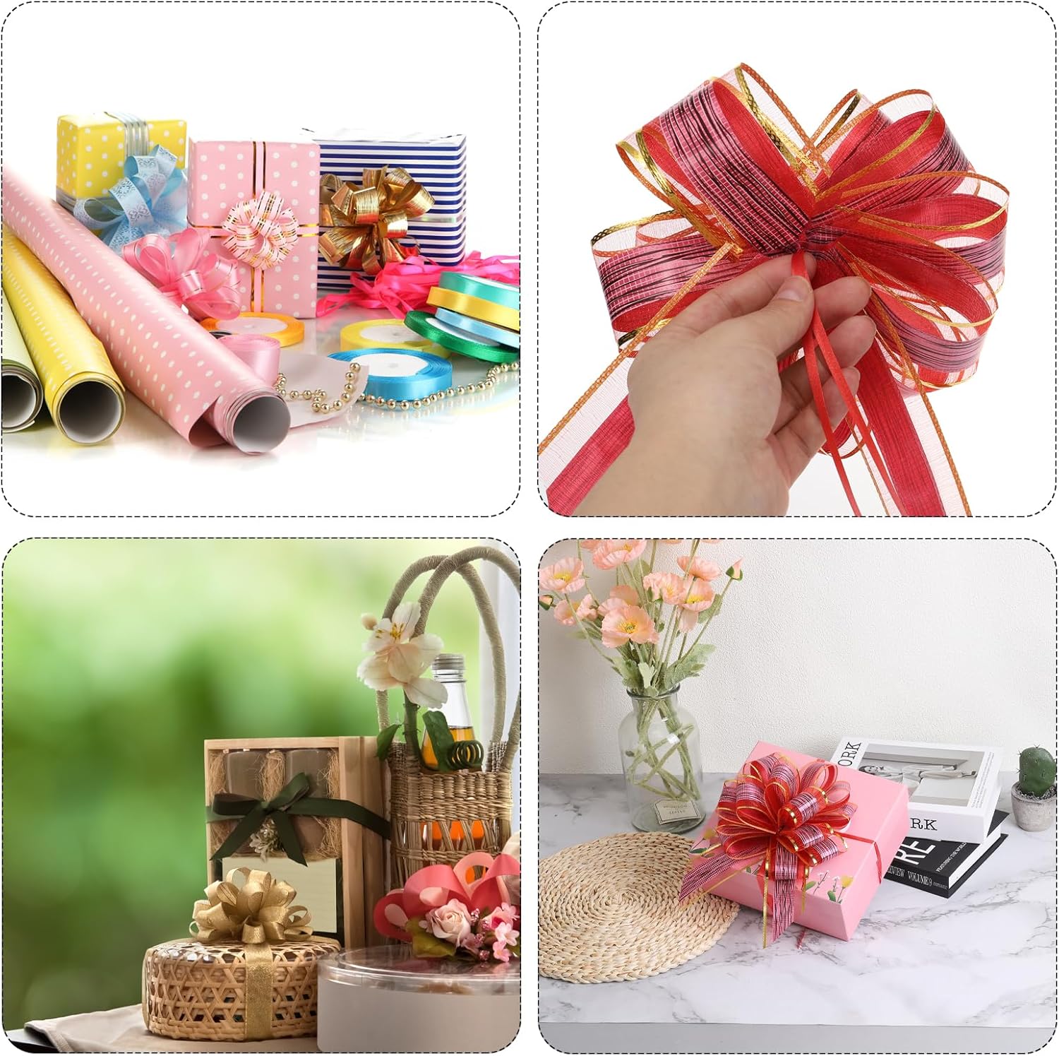 MECCANIXITY 2 Pcs 10 Inch Giant Large Pull Bow Big Metallic Car Bows Ribbon with Gold Edge for Wedding Presents Gift Wrapping Christmas, Rose Gold - Image 6