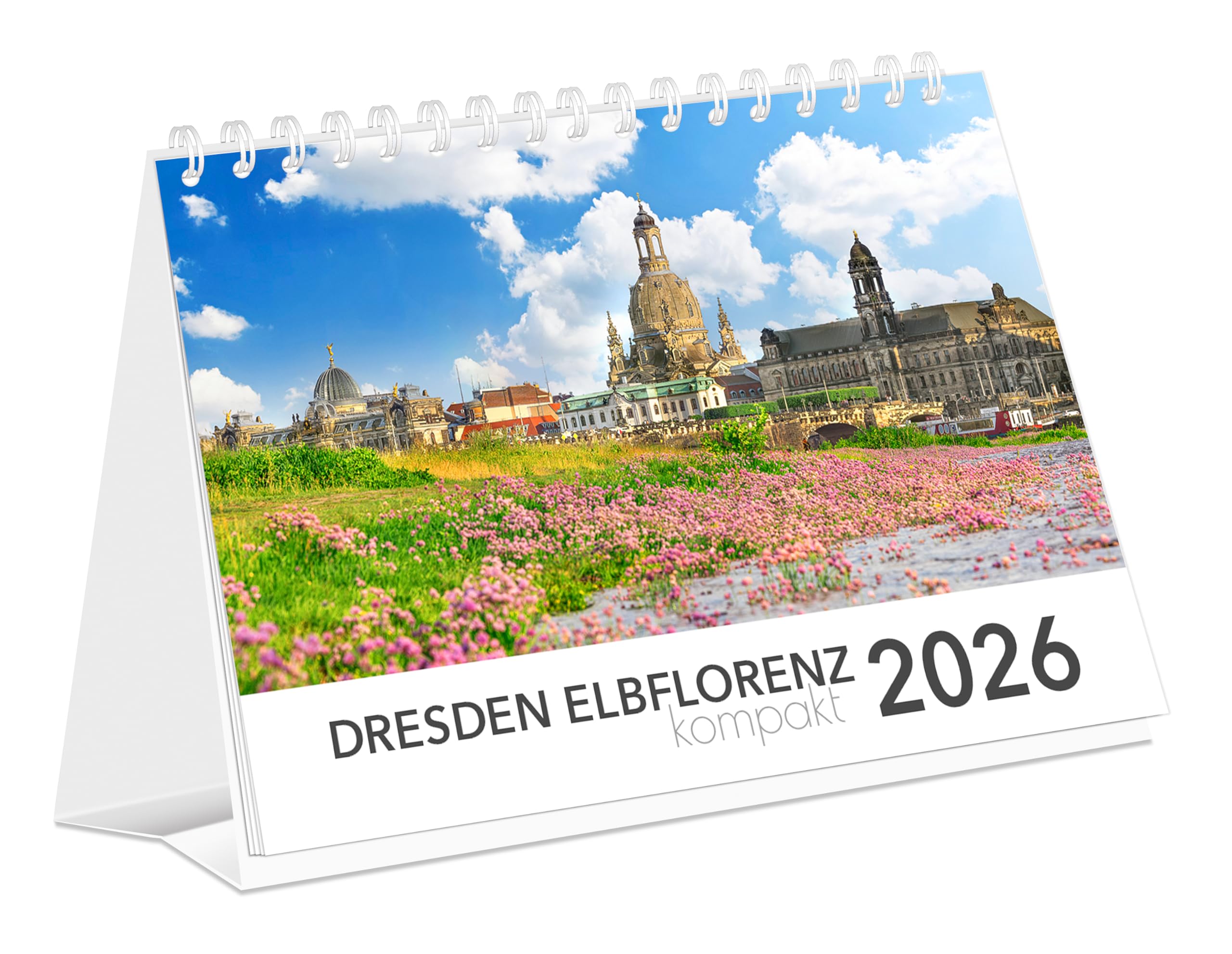 Kalender Dresden Elbflorenz kompakt 2026 | 21 x 15 cm | weißes Kalendarium
