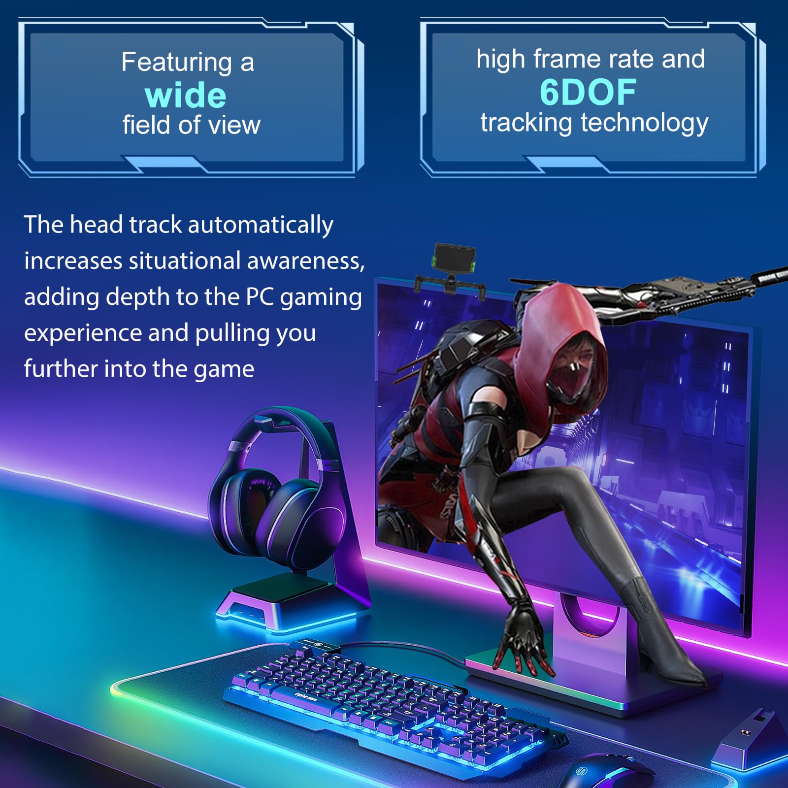 Head Sight Tracking für TrackNP 5 6DOF Kopfverfolgungssystem, Gaming, professionelle Kopfhaltung, optisches Infrarot-Tracksystem, Game-Controller als VR