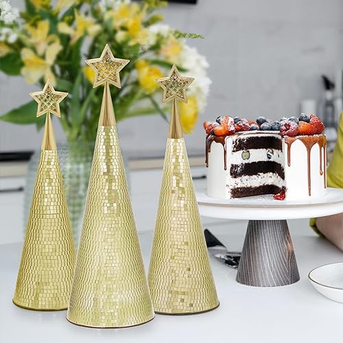 Miniatura 4 de Decoración de bola de discoteca, centro de mesa de boda, árbol de cristal dorado hecho a mano, juego de 6, 17, 15, 13 pulgadas, fiesta de