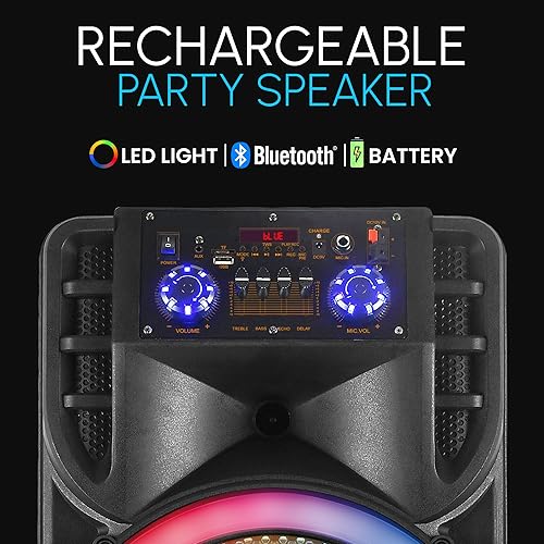 Miniatura 4 de Audiobox ABX-214R Altavoz Bluetooth portátil dual de 12 pulgadas, peso ligero pero fuerte con BASS, luces de fiesta RGB, micrófono inalámbrico,