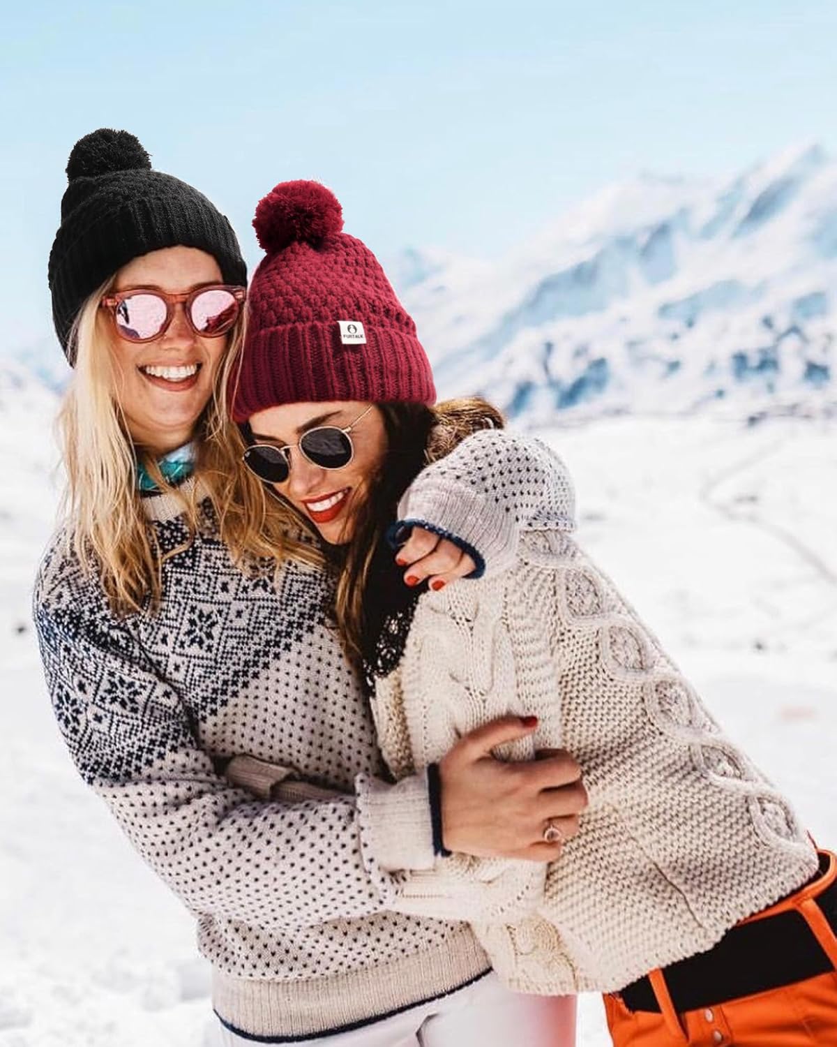 FURTALK Womens Winter Beanie Hat with Knitted Pom Pom Warm Fleece Lined Knit Soft Skull Cap for Women - Image 5